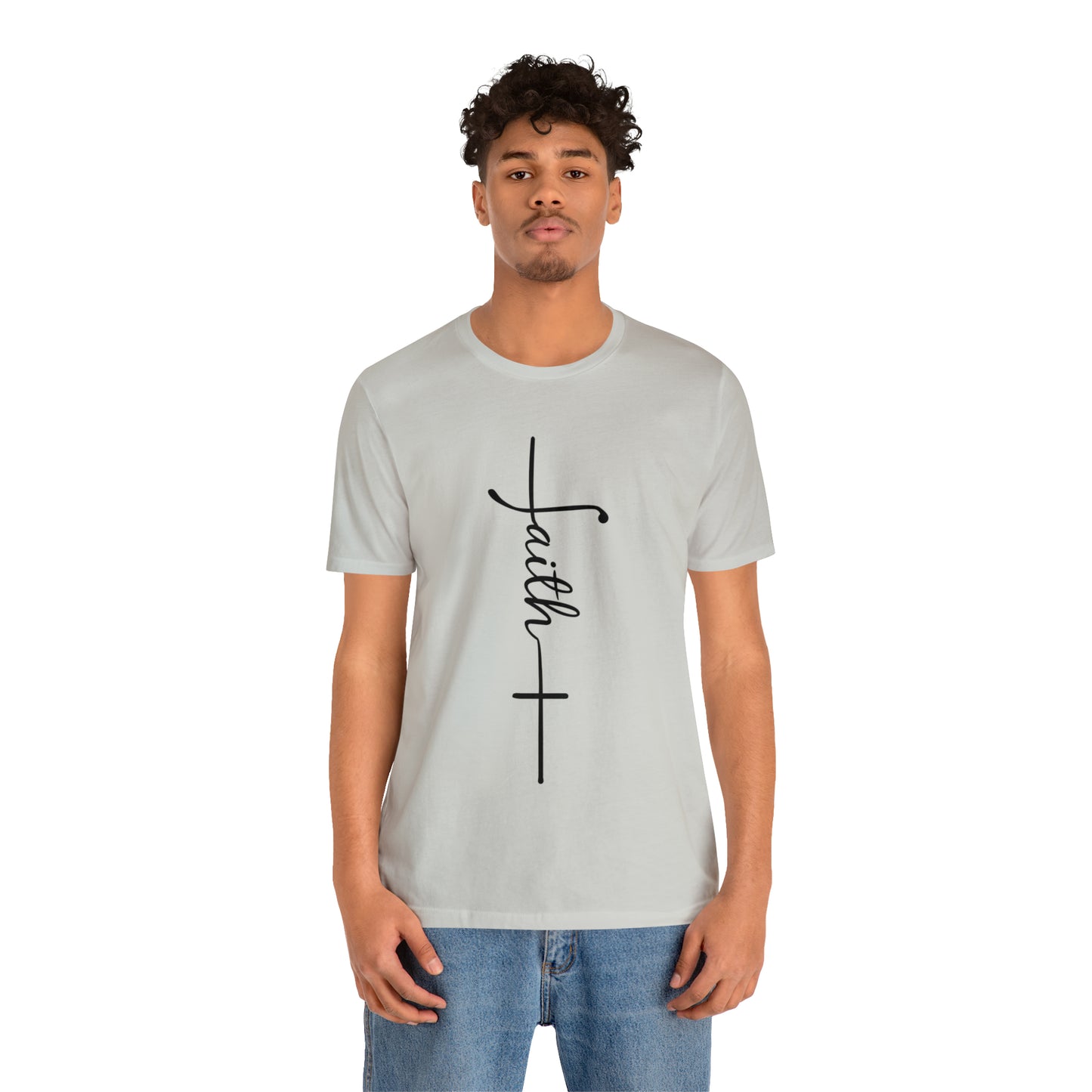 Cursive Faith with Cross Tee - Black Font