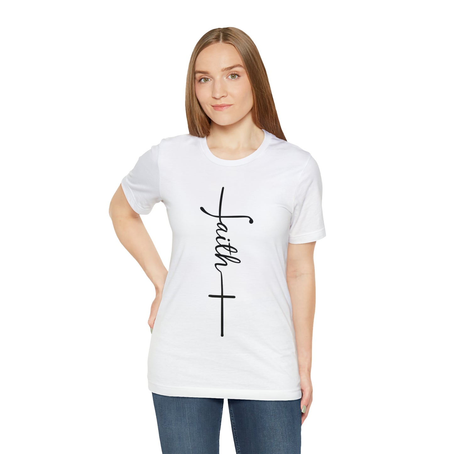 Cursive Faith with Cross Tee - Black Font