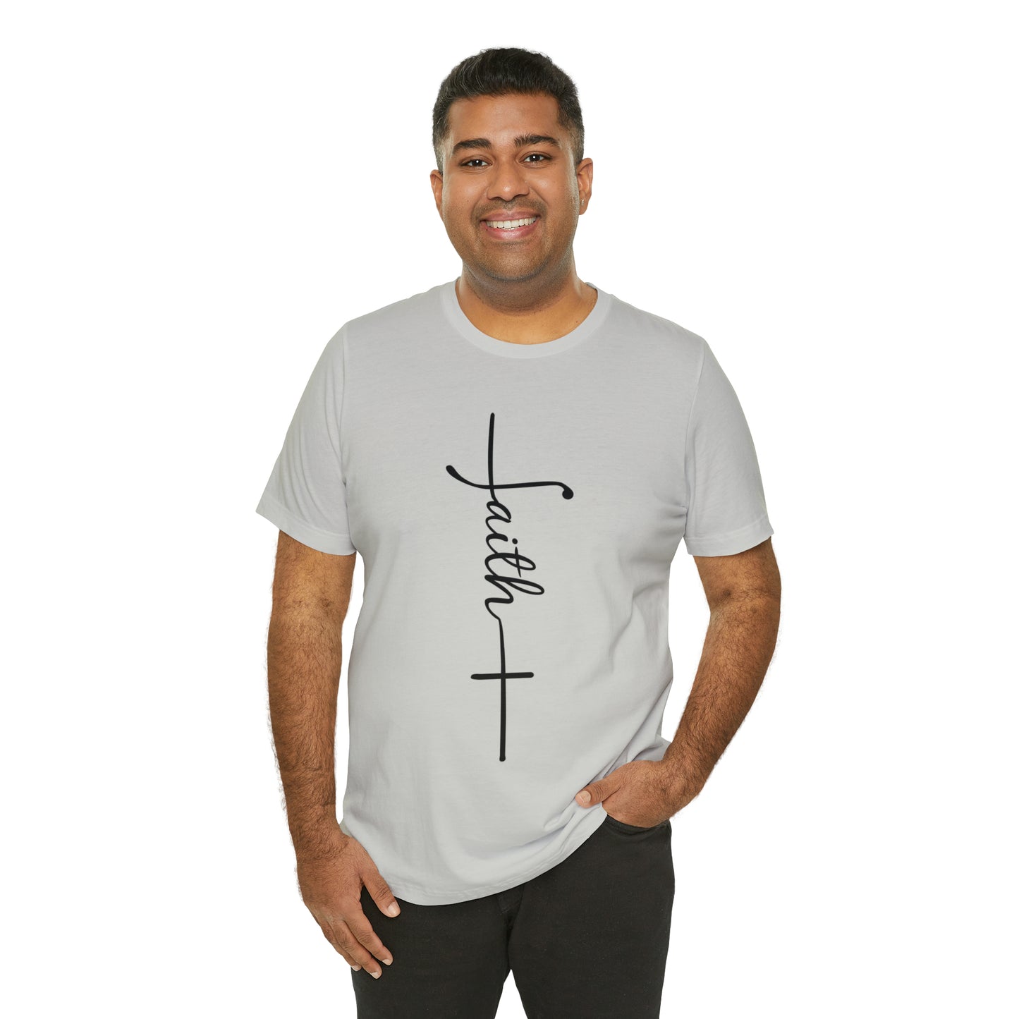 Cursive Faith with Cross Tee - Black Font