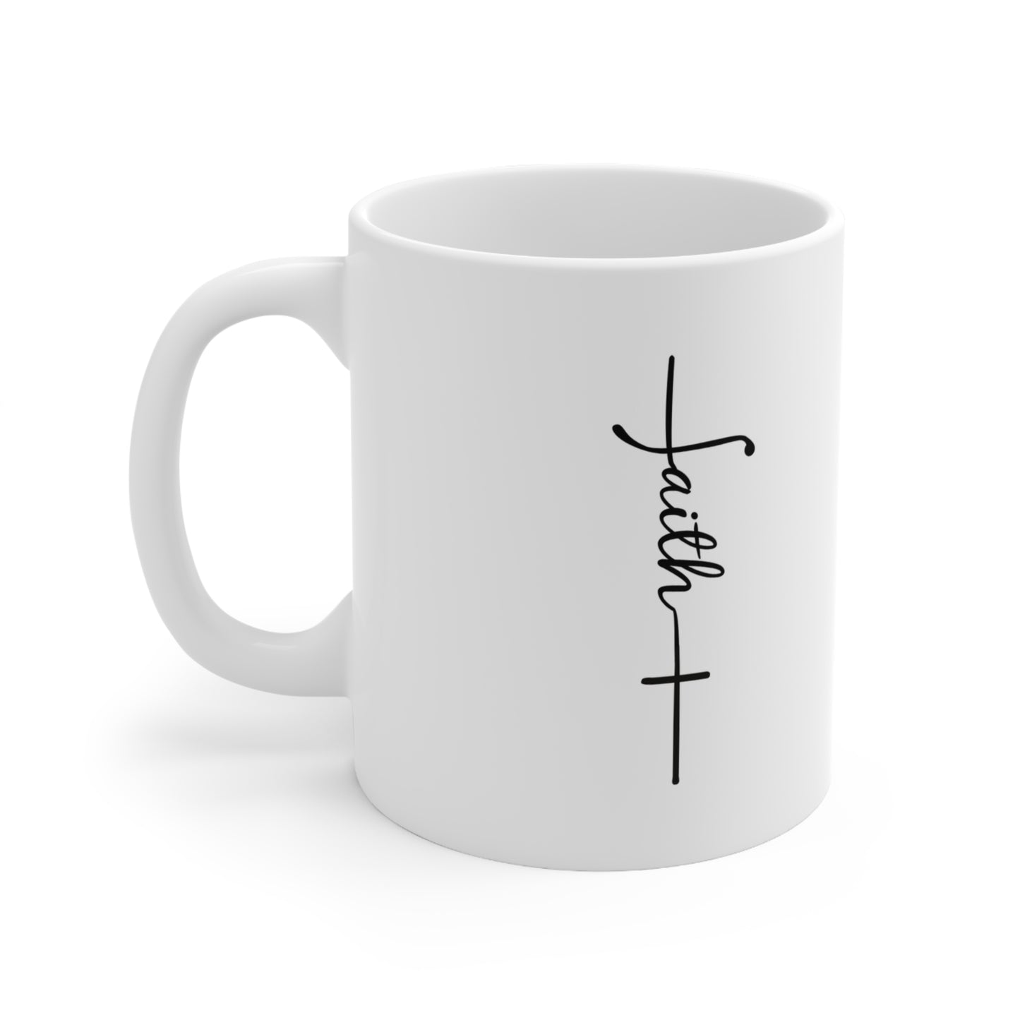 Cursive Faith with Cross Mug