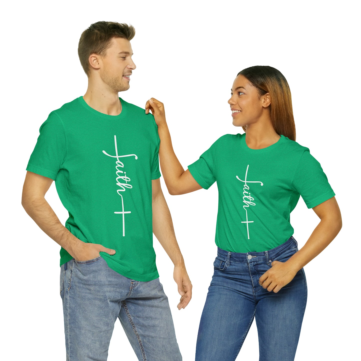 Cursive Faith with Cross Tee - White Font