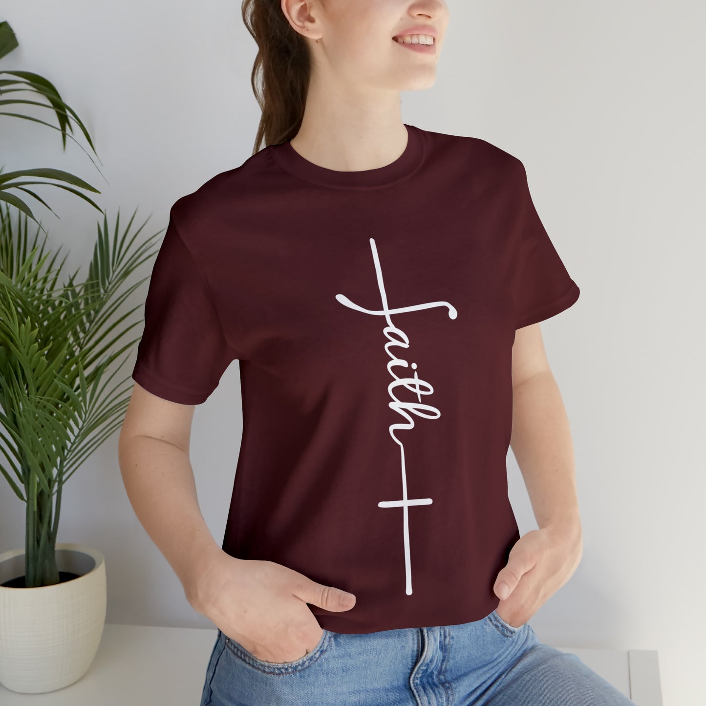 Cursive Faith with Cross Tee - White Font