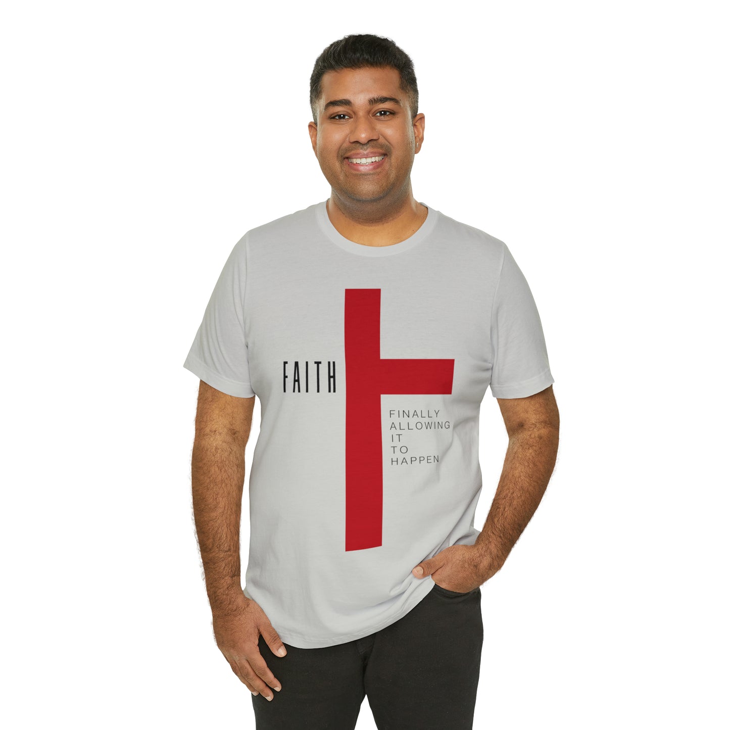 Finally Allowing It to Happen Cross Short Sleeve Tee - Black Text/Red Cross