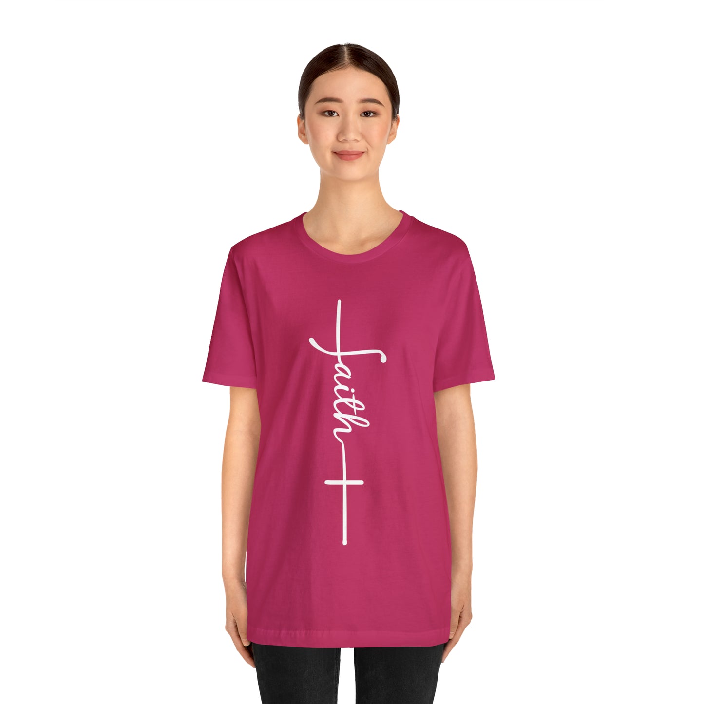 Cursive Faith with Cross Tee - White Font