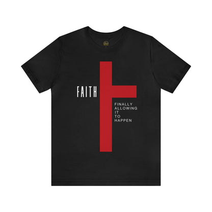 Finally Allowing It to Happen Cross Short Sleeve Tee - White Text/Red Cross