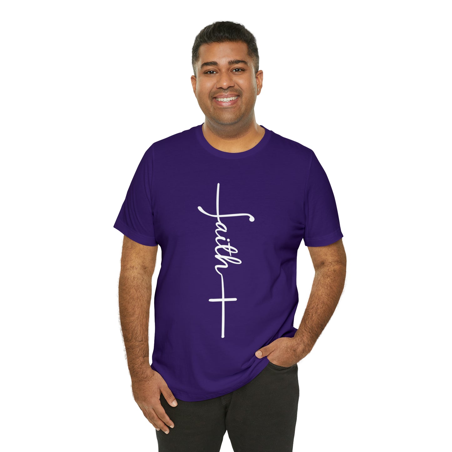 Cursive Faith with Cross Tee - White Font