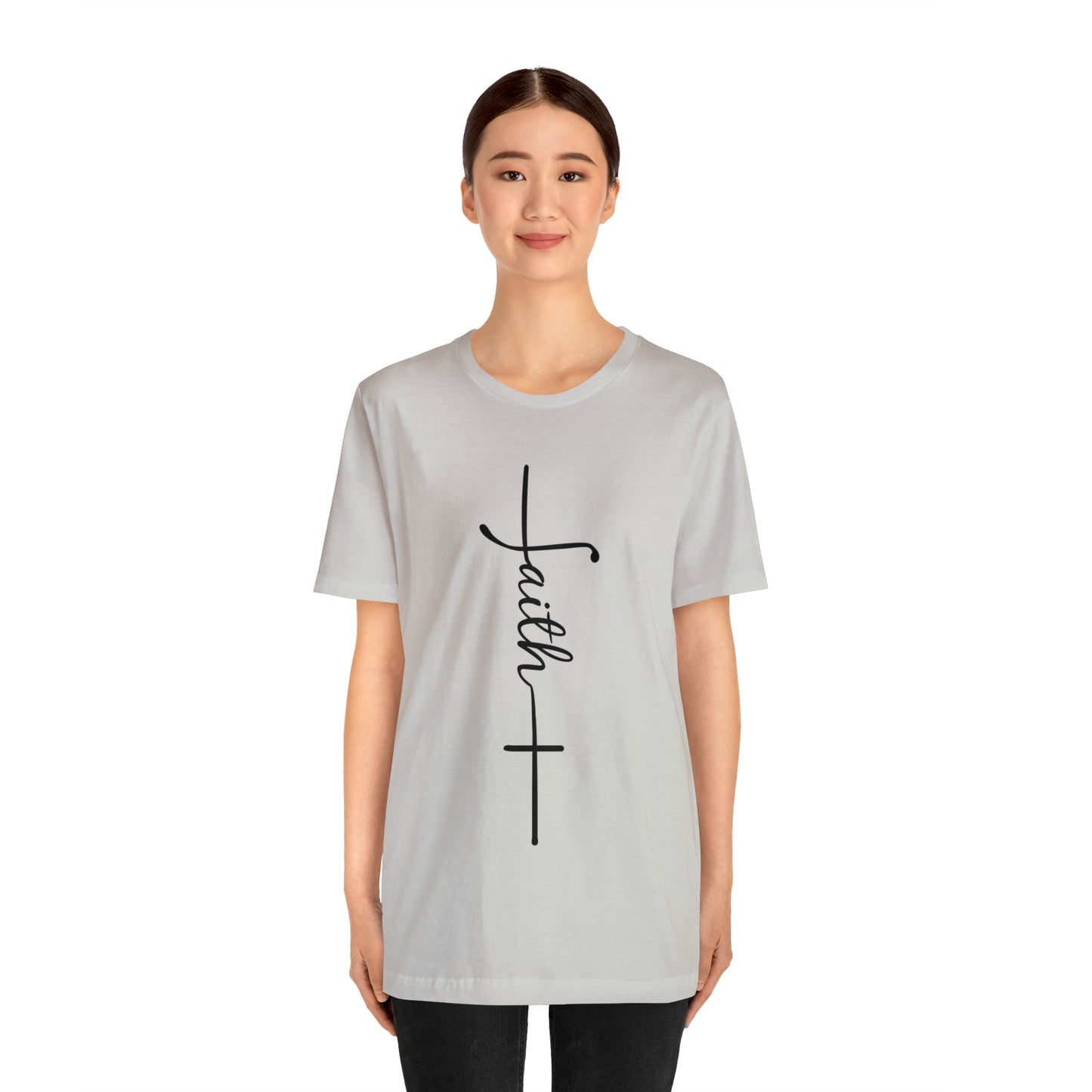 Cursive Faith with Cross Tee - Black Font
