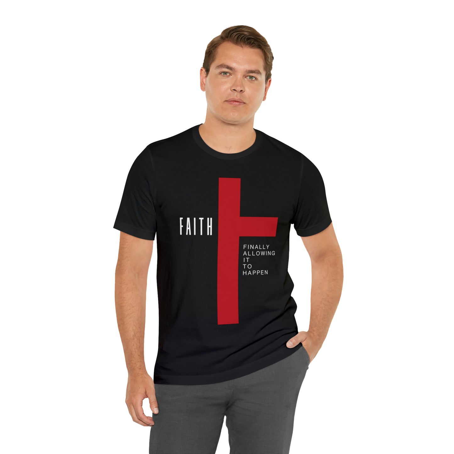 Finally Allowing It to Happen Cross Short Sleeve Tee - White Text/Red Cross