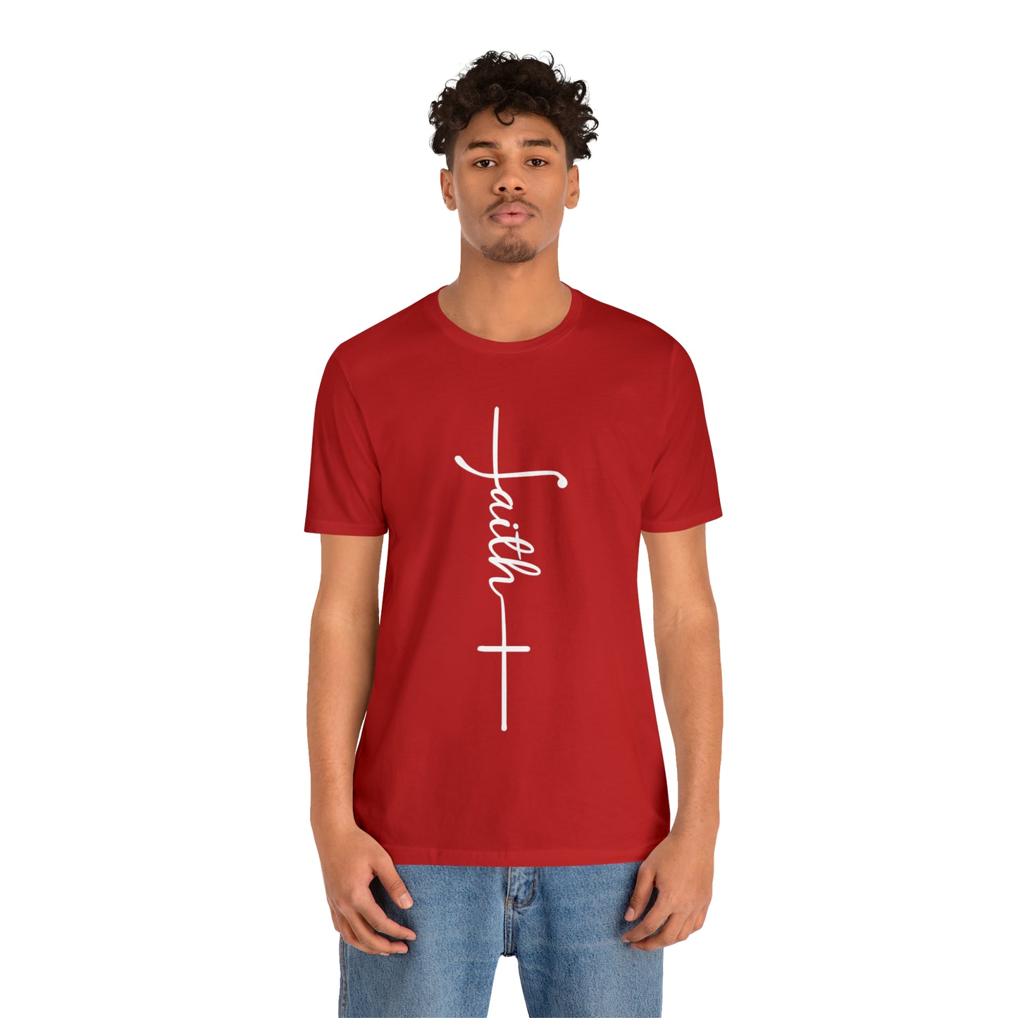 Cursive Faith with Cross Tee - White Font
