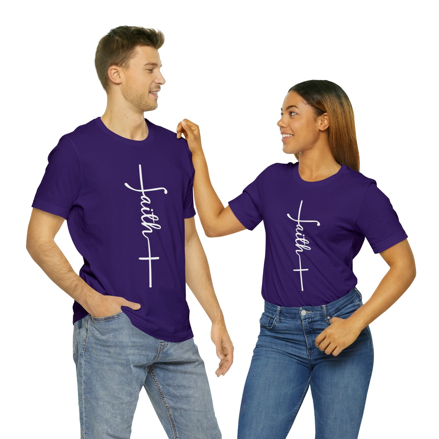 Cursive Faith with Cross Tee - White Font
