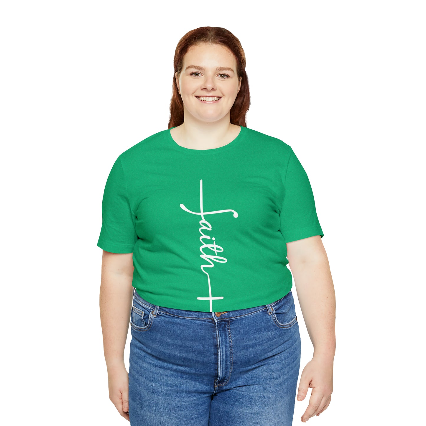 Cursive Faith with Cross Tee - White Font