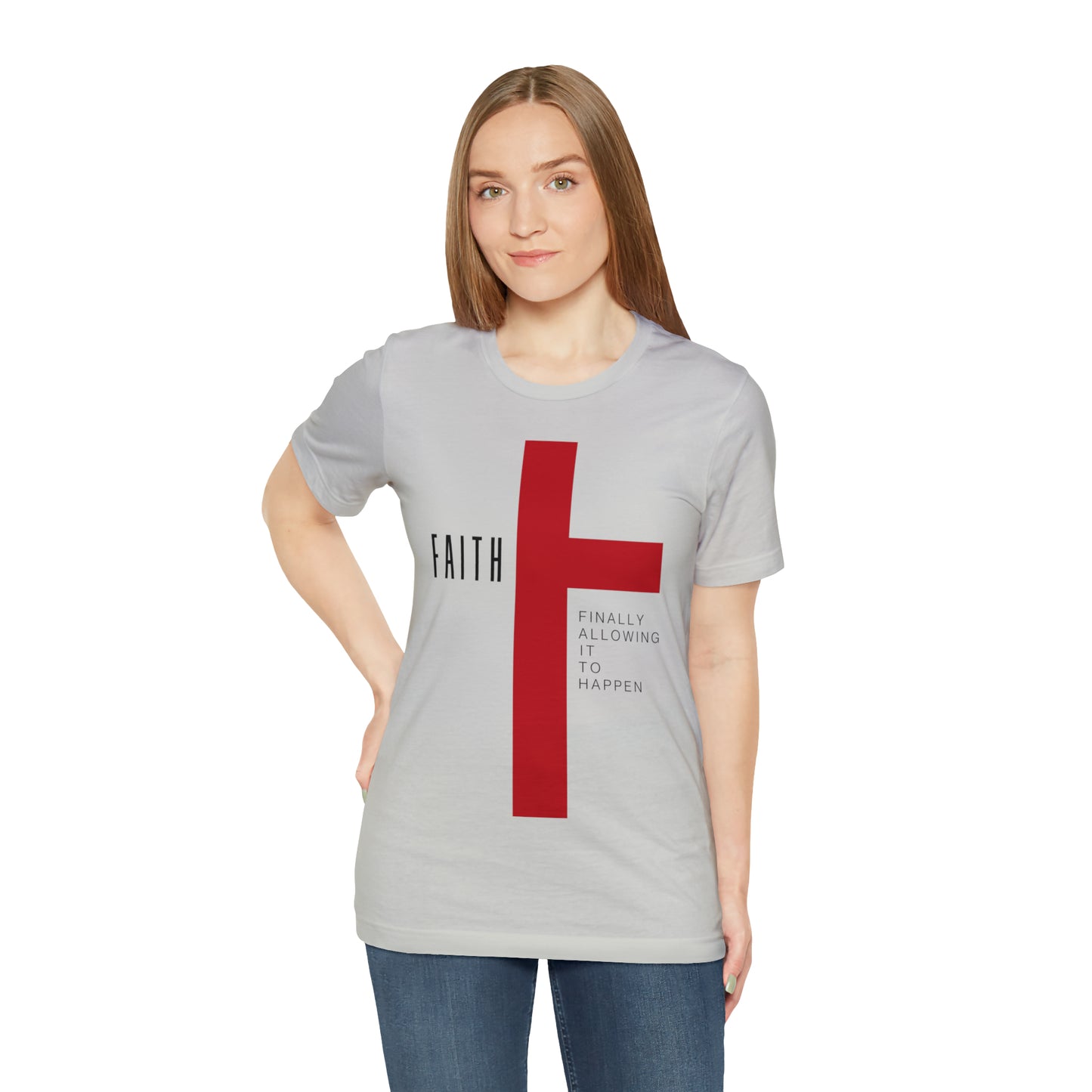 Finally Allowing It to Happen Cross Short Sleeve Tee - Black Text/Red Cross