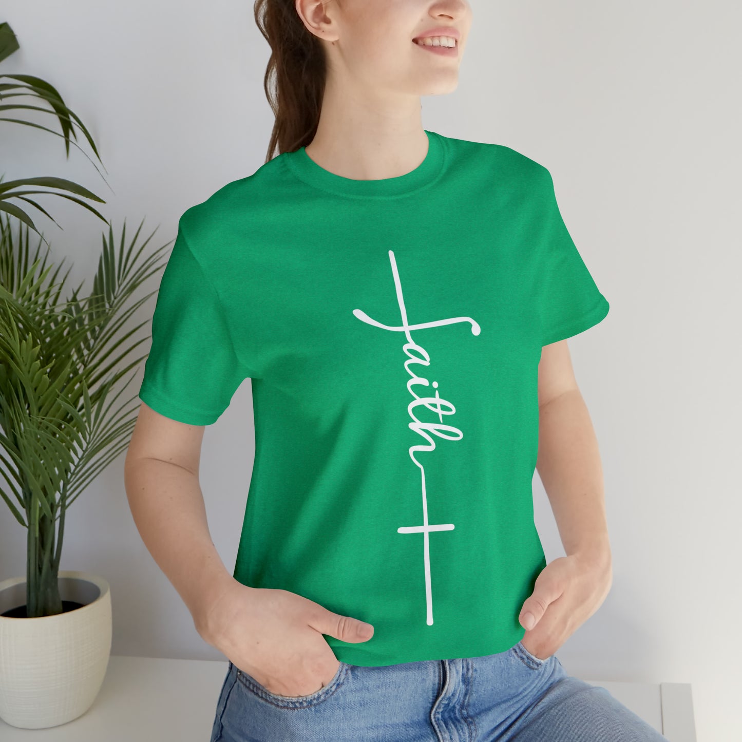 Cursive Faith with Cross Tee - White Font