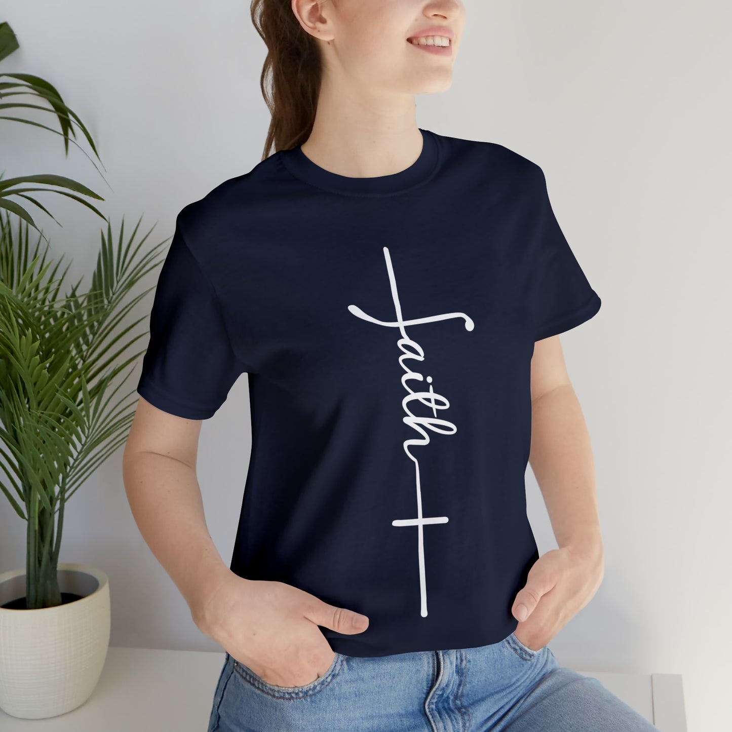 Cursive Faith with Cross Tee - White Font