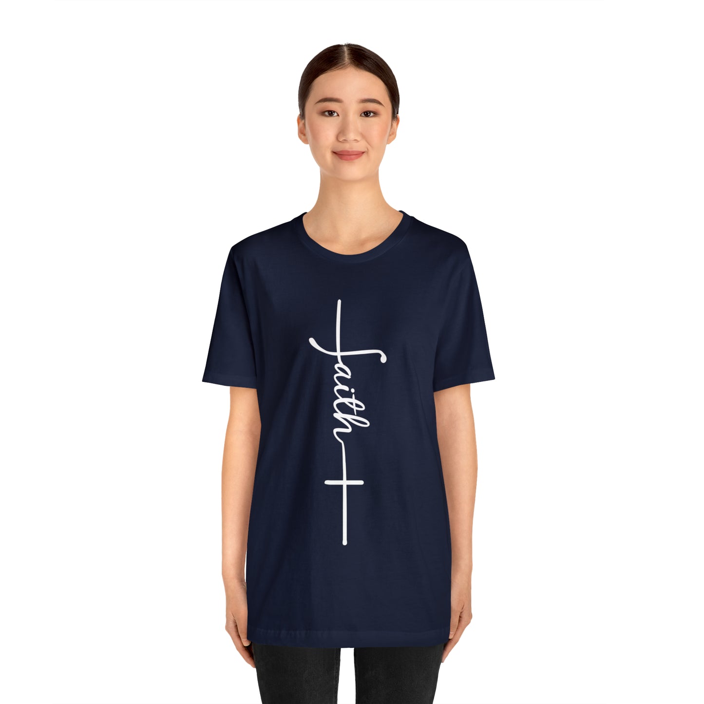 Cursive Faith with Cross Tee - White Font