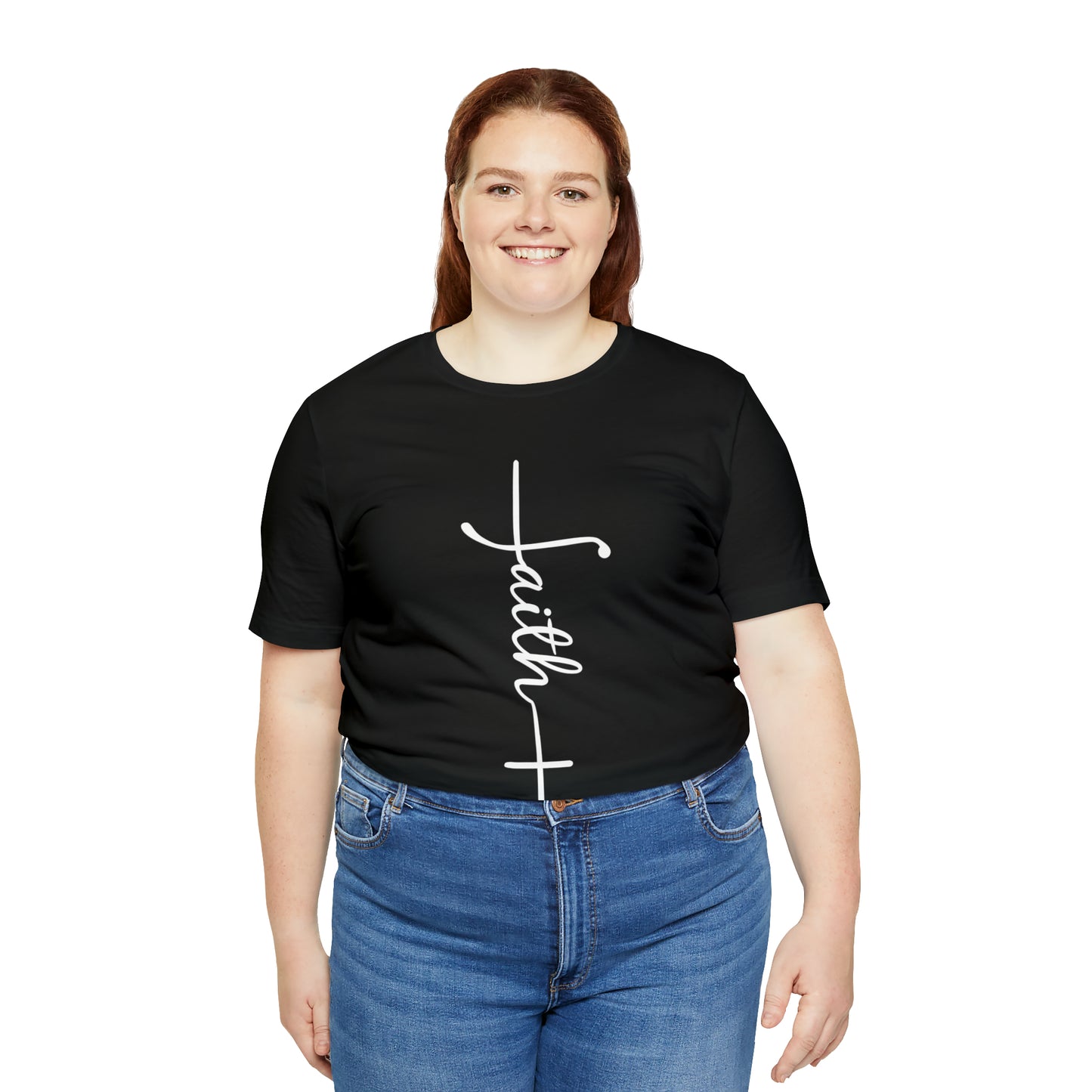 Cursive Faith with Cross Tee - White Font