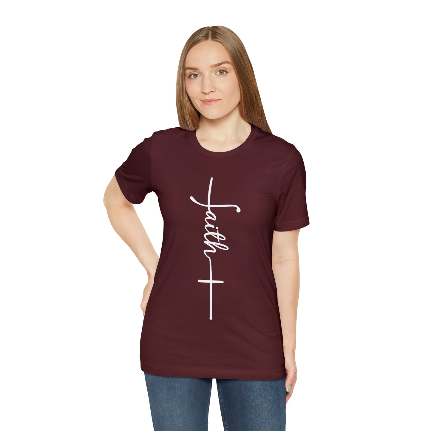 Cursive Faith with Cross Tee - White Font