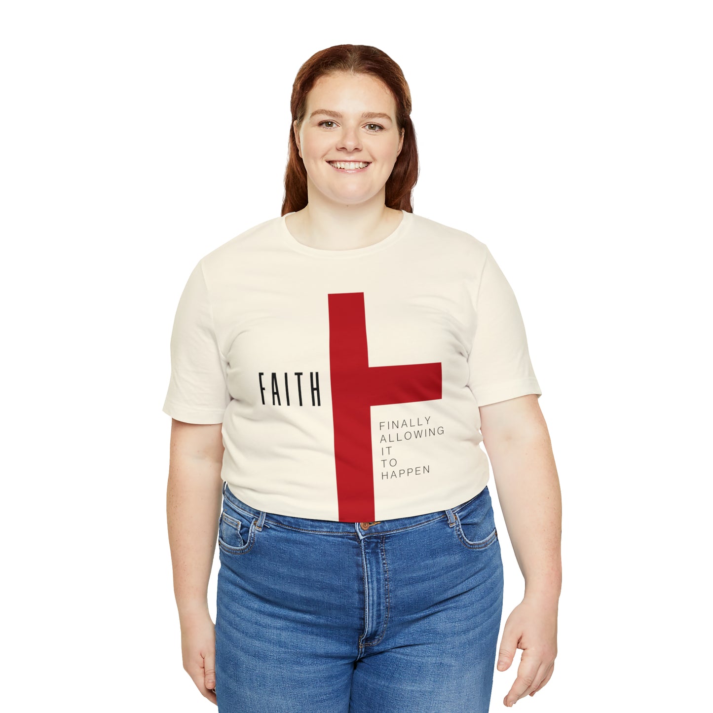 Finally Allowing It to Happen Cross Short Sleeve Tee - Black Text/Red Cross