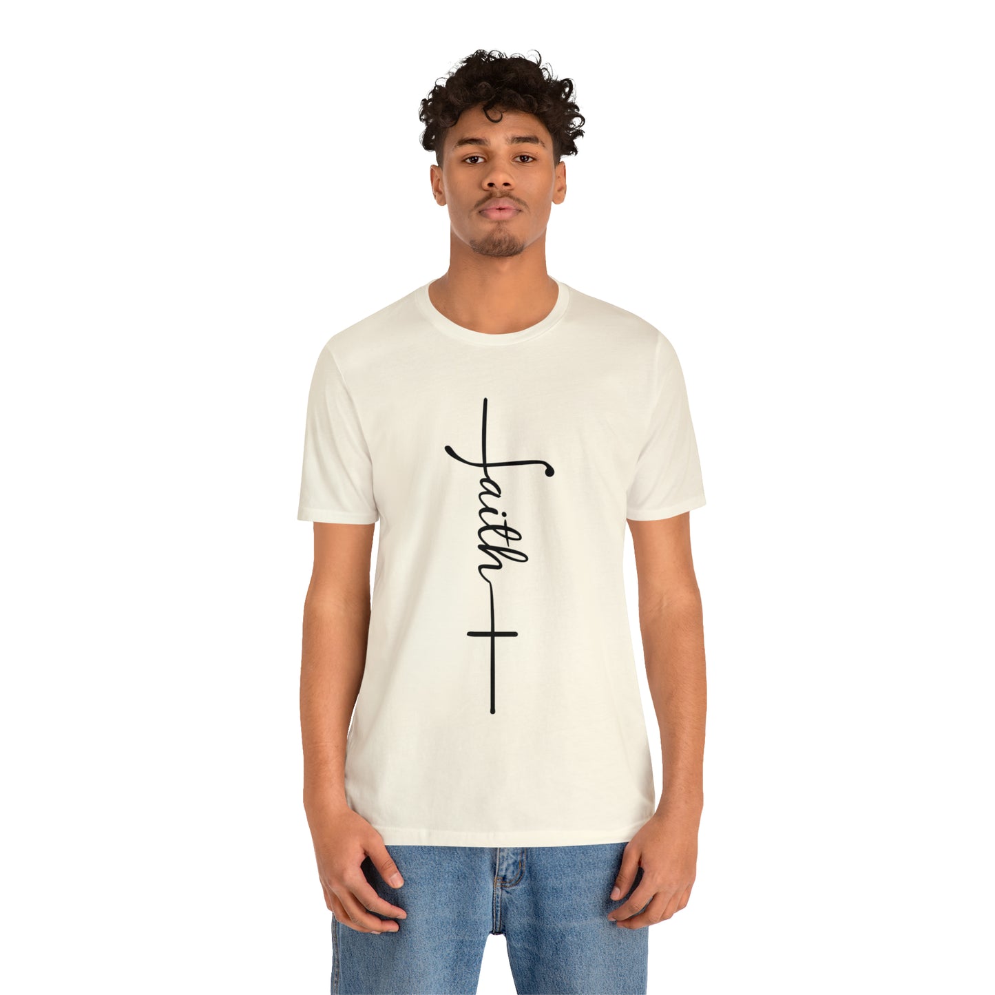 Cursive Faith with Cross Tee - Black Font
