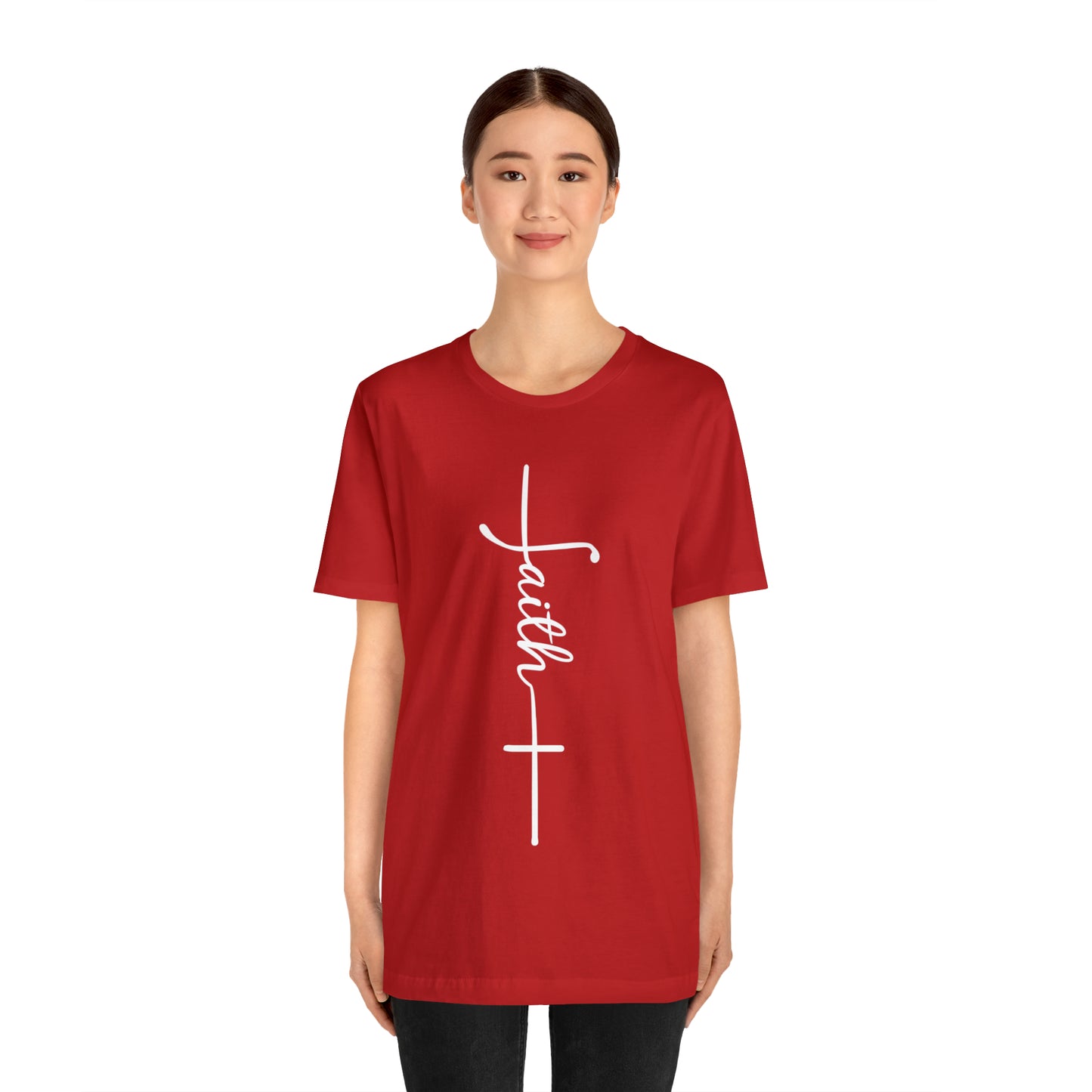 Cursive Faith with Cross Tee - White Font