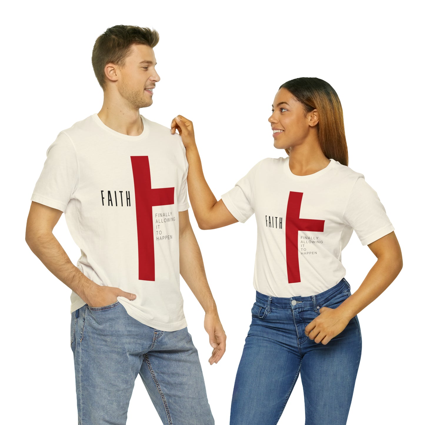Finally Allowing It to Happen Cross Short Sleeve Tee - Black Text/Red Cross