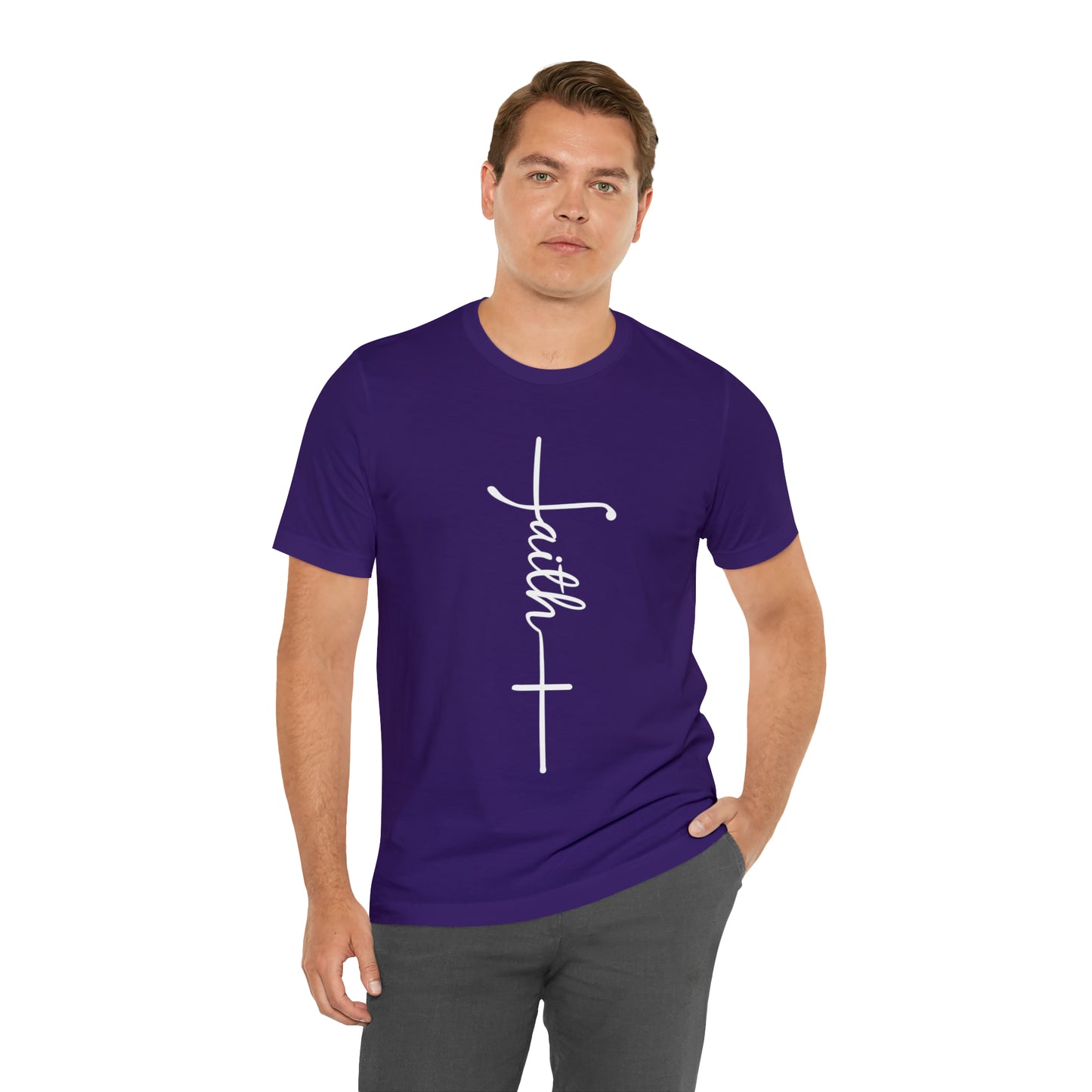 Cursive Faith with Cross Tee - White Font