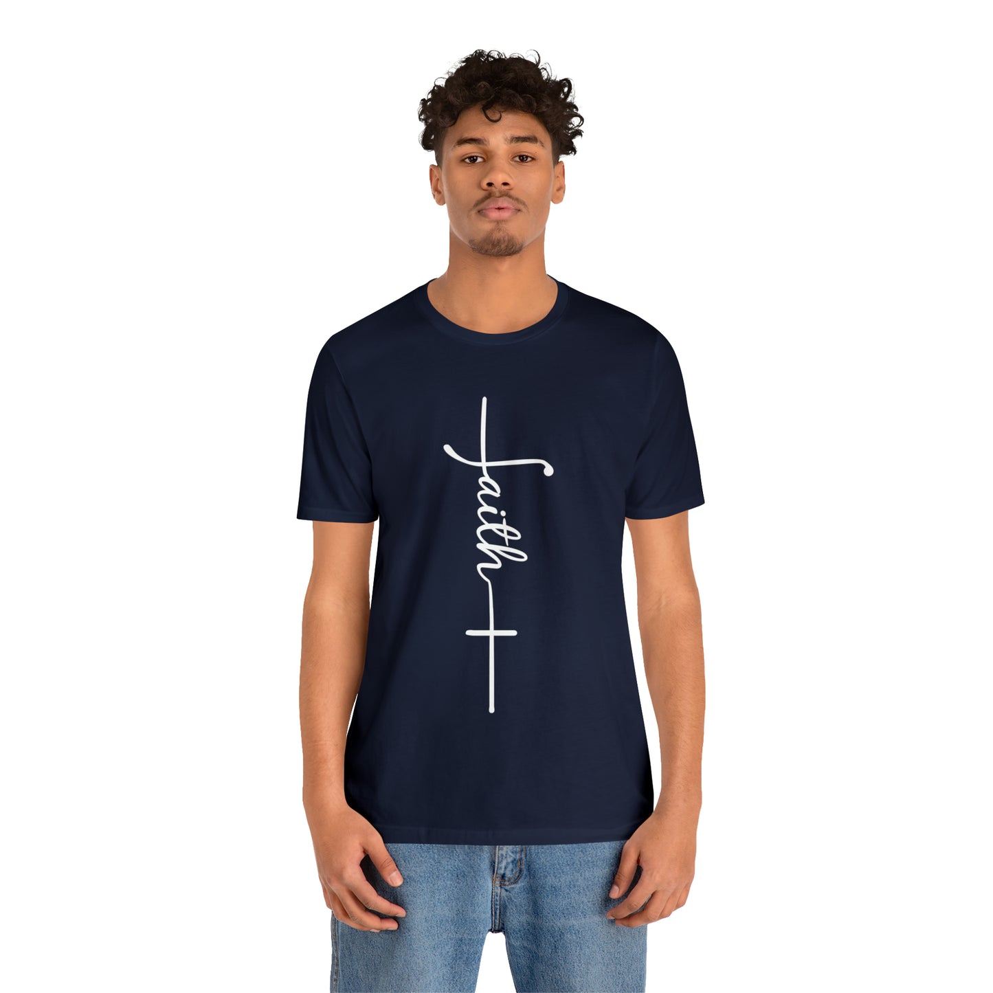Cursive Faith with Cross Tee - White Font