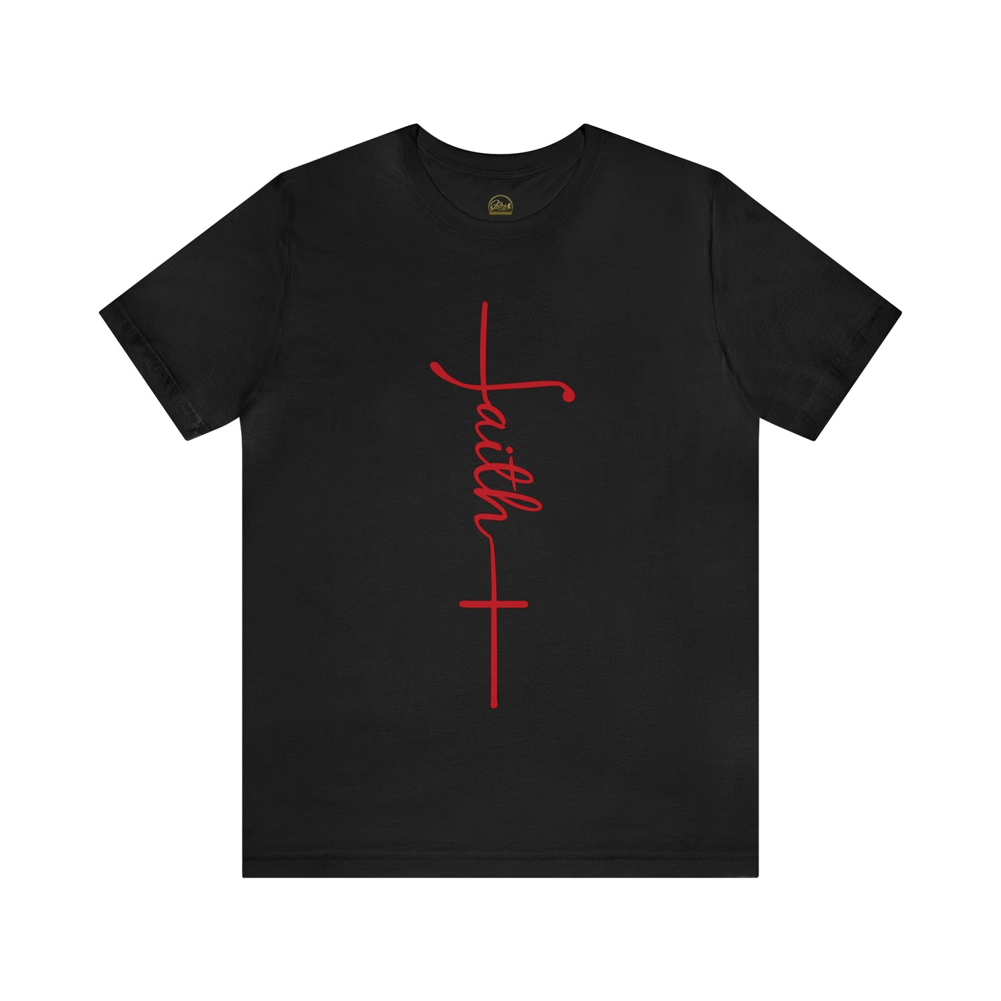 Cursive Faith with Cross Tee - Red Font