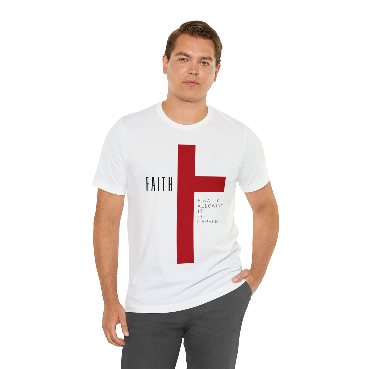 Finally Allowing It to Happen Cross Short Sleeve Tee - Black Text/Red Cross