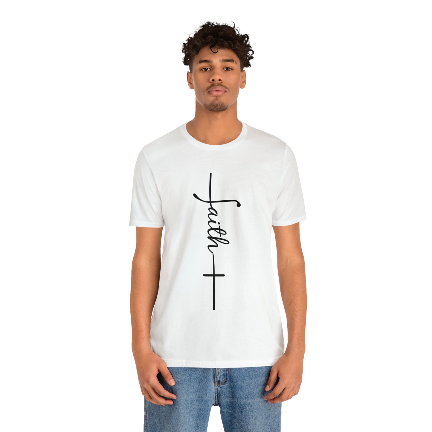 Cursive Faith with Cross Tee - Black Font