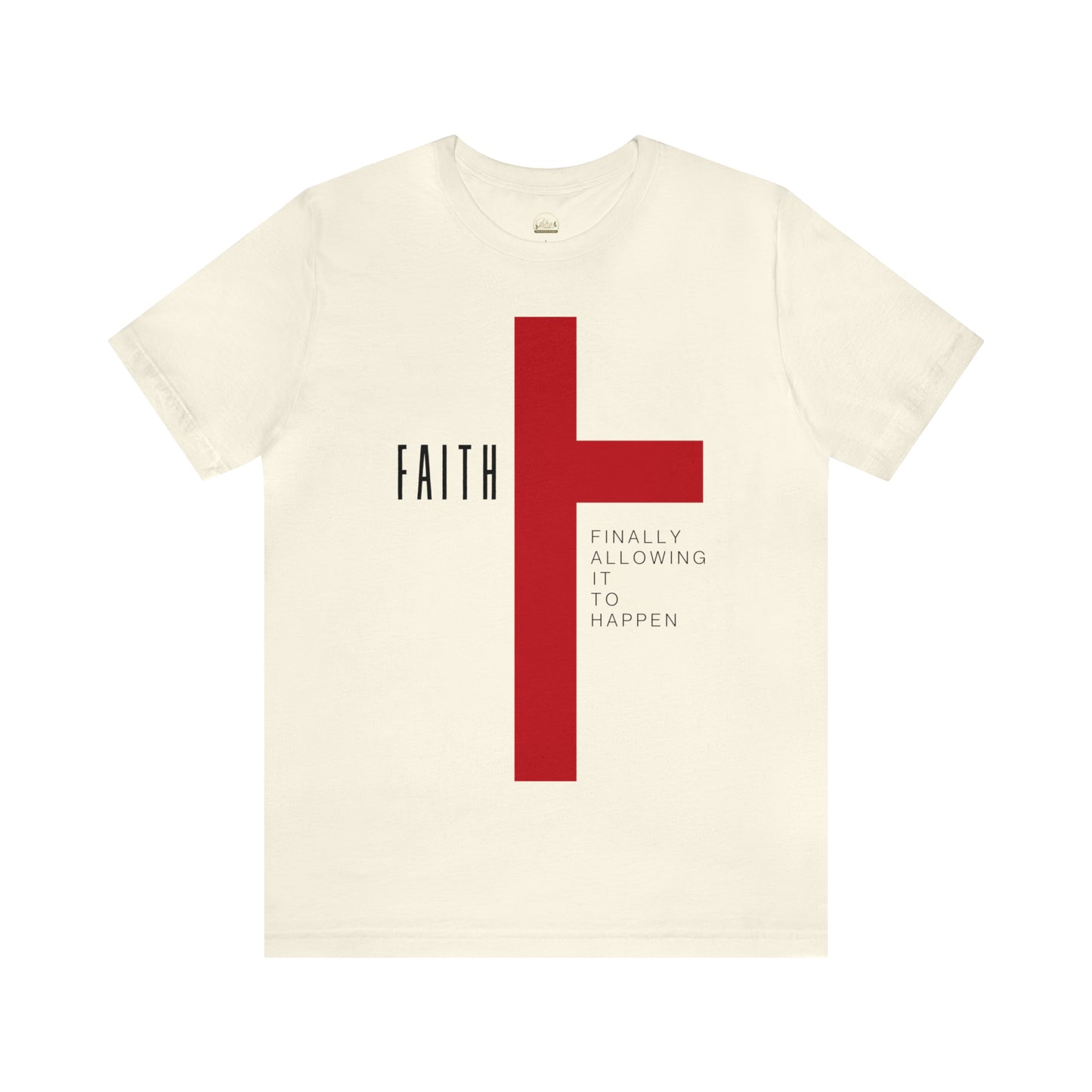 Finally Allowing It to Happen Cross Short Sleeve Tee - Black Text/Red Cross