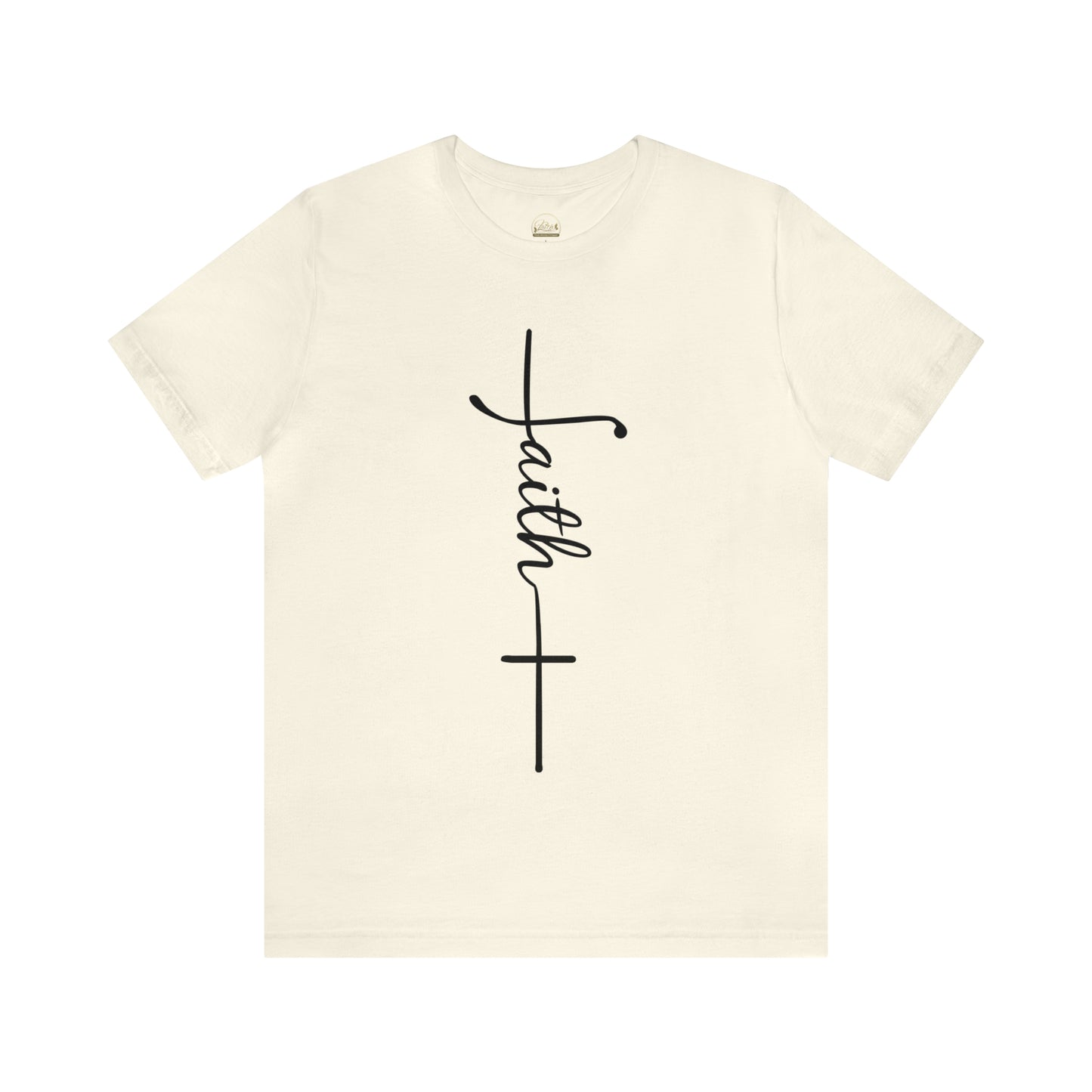 Cursive Faith with Cross Tee - Black Font