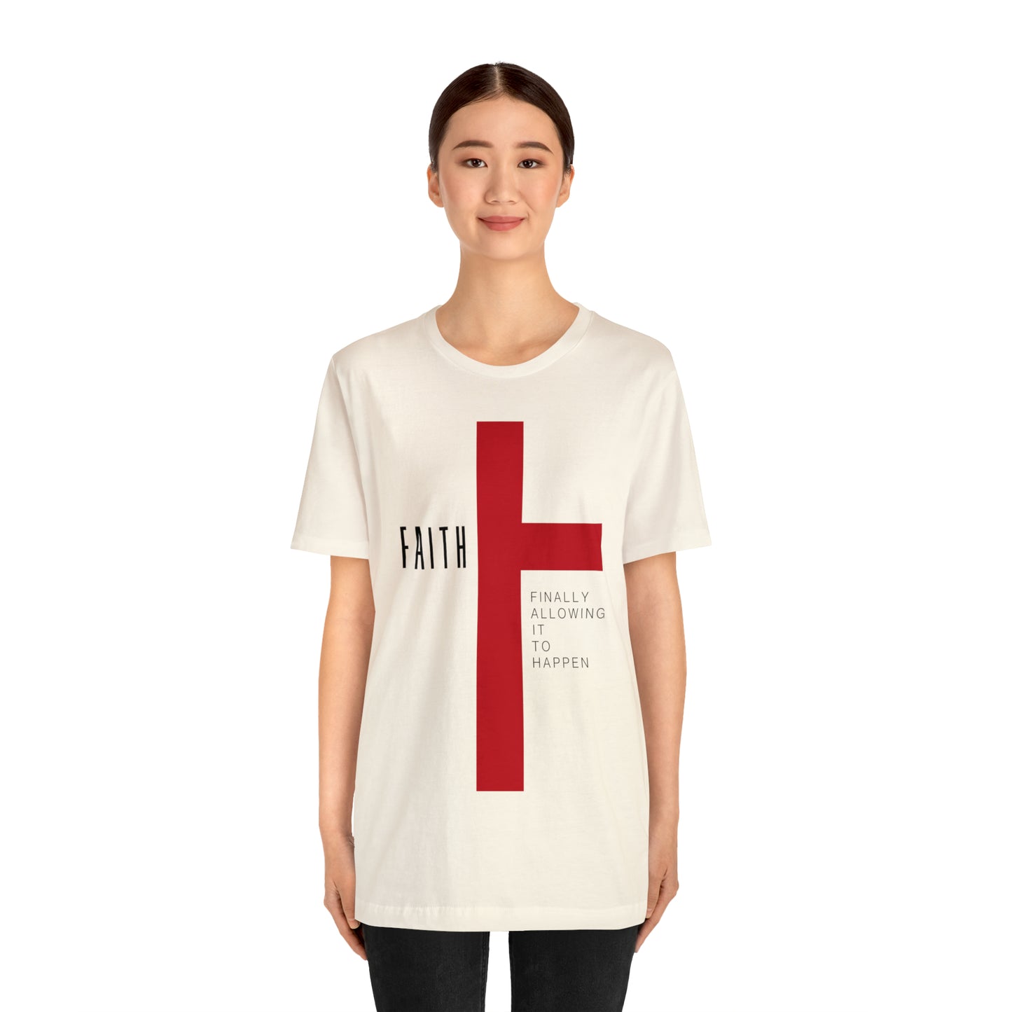 Finally Allowing It to Happen Cross Short Sleeve Tee - Black Text/Red Cross