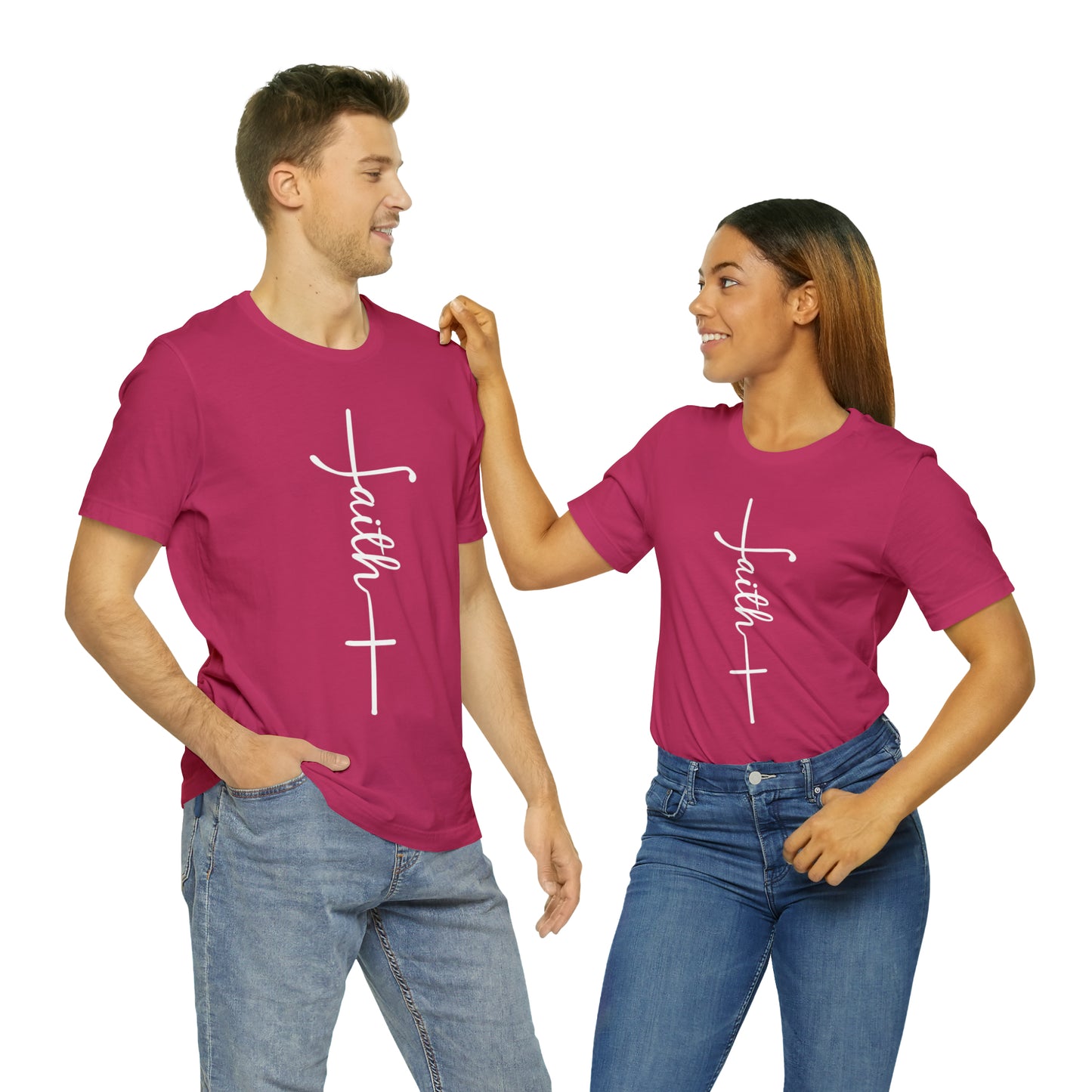 Cursive Faith with Cross Tee - White Font