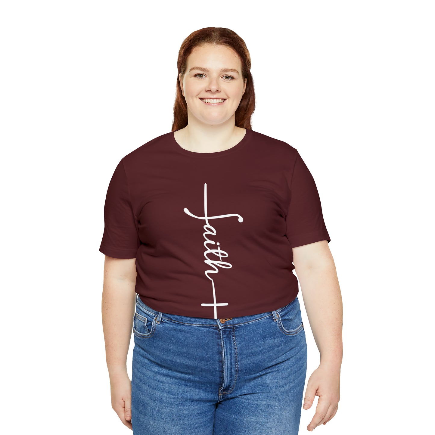 Cursive Faith with Cross Tee - White Font