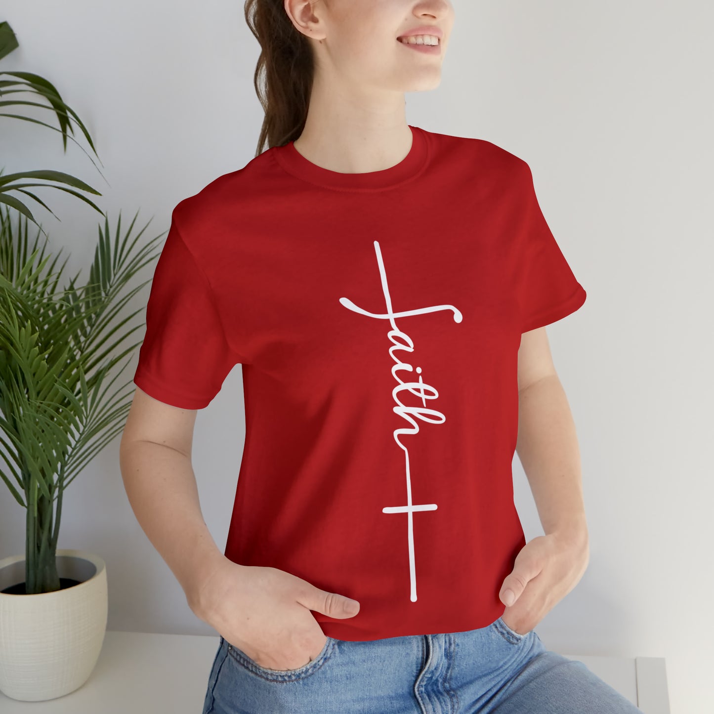Cursive Faith with Cross Tee - White Font
