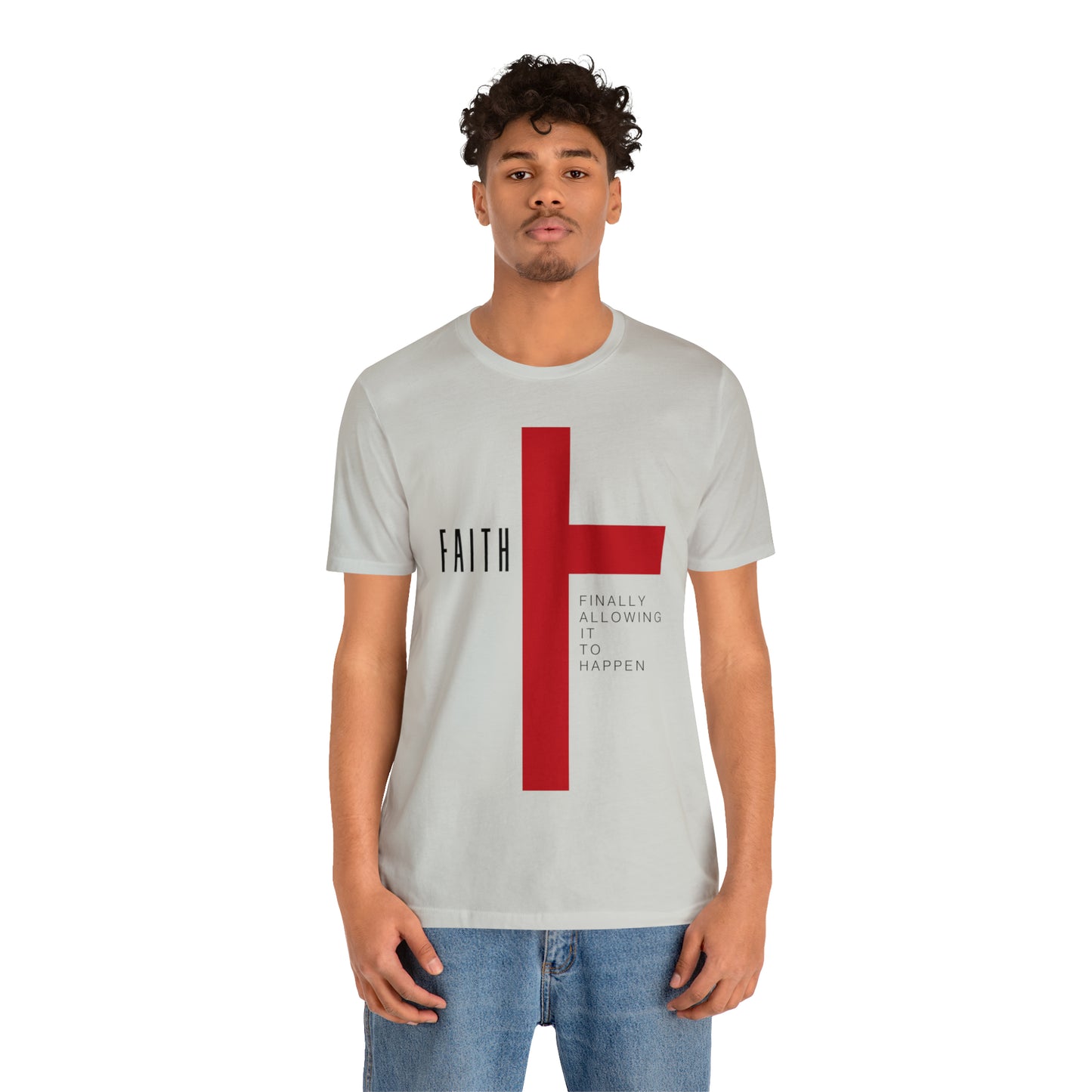 Finally Allowing It to Happen Cross Short Sleeve Tee - Black Text/Red Cross