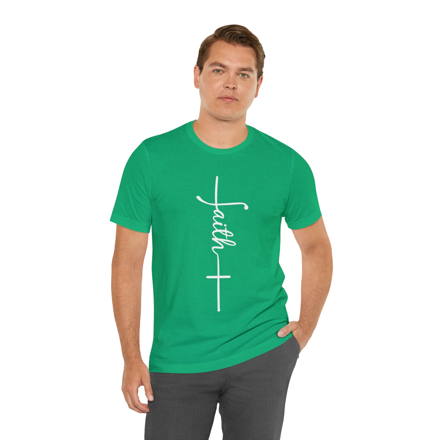 Cursive Faith with Cross Tee - White Font