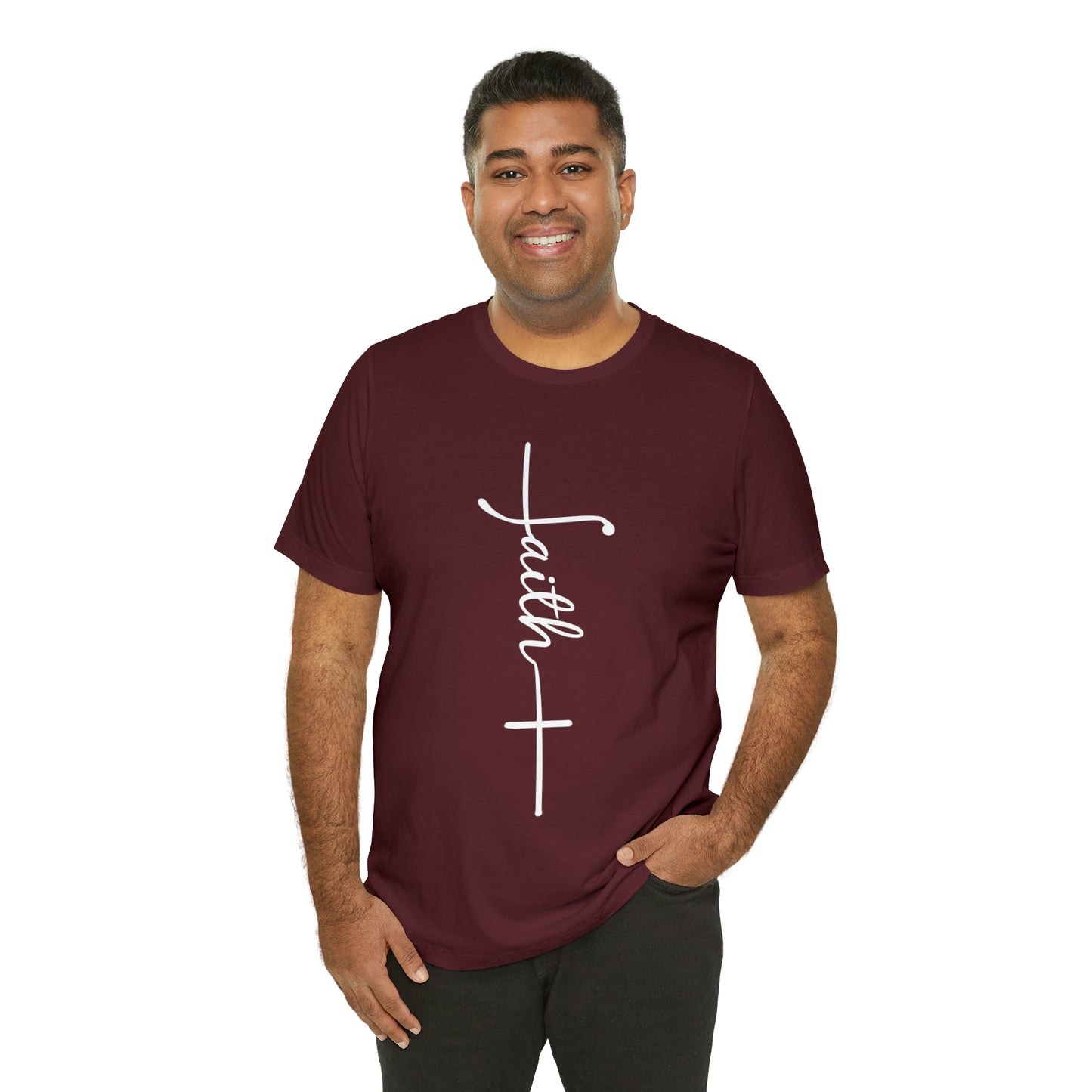 Cursive Faith with Cross Tee - White Font