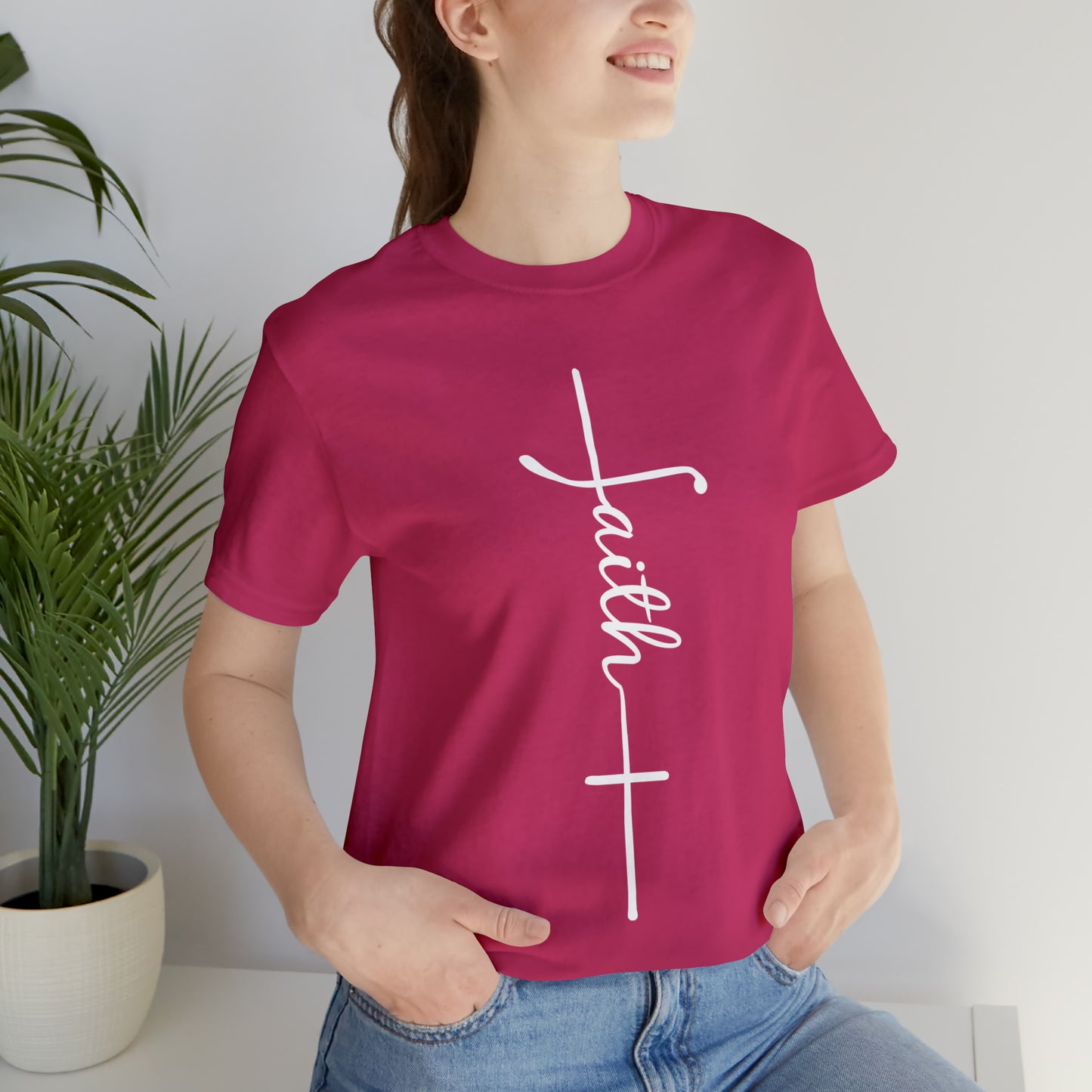 Cursive Faith with Cross Tee - White Font