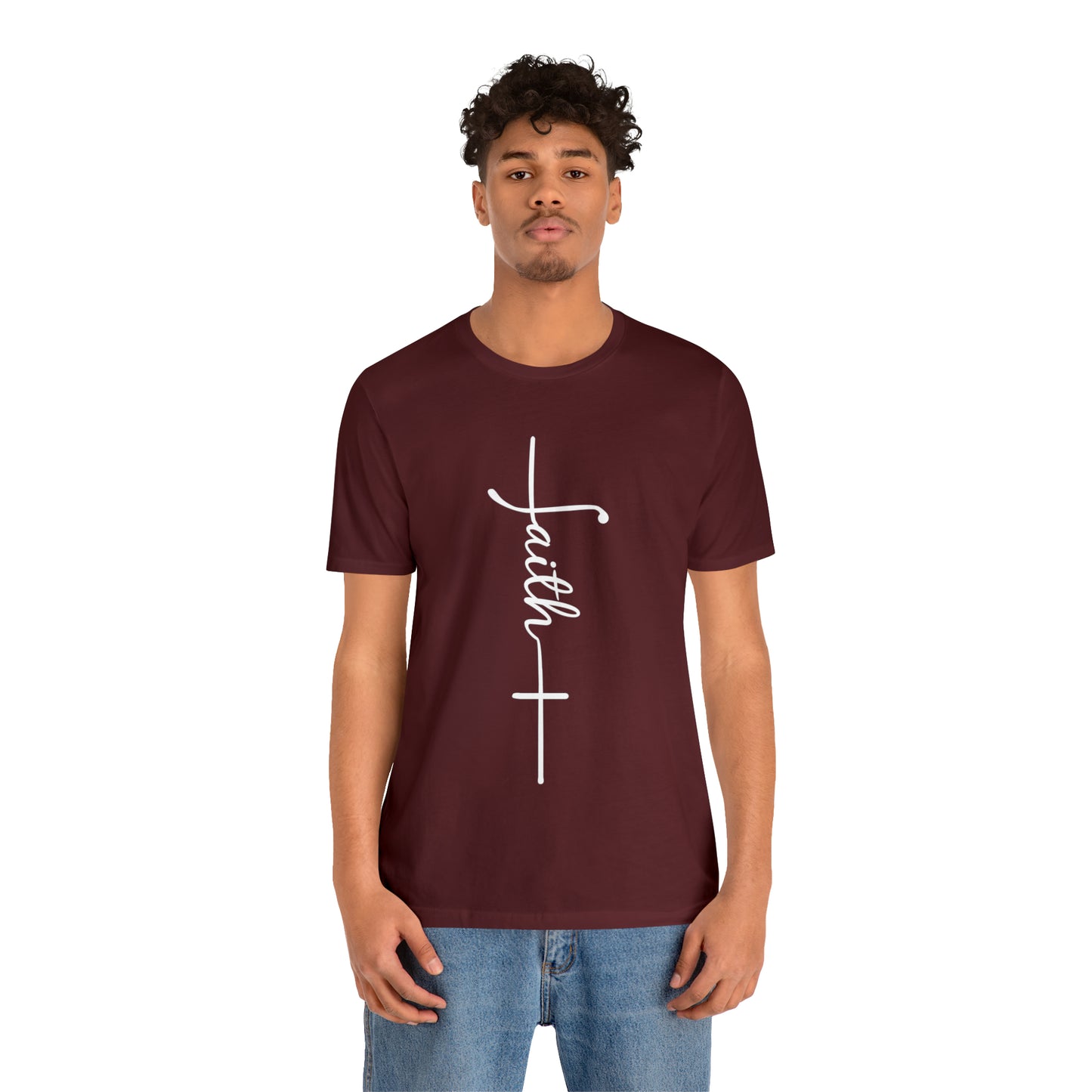 Cursive Faith with Cross Tee - White Font
