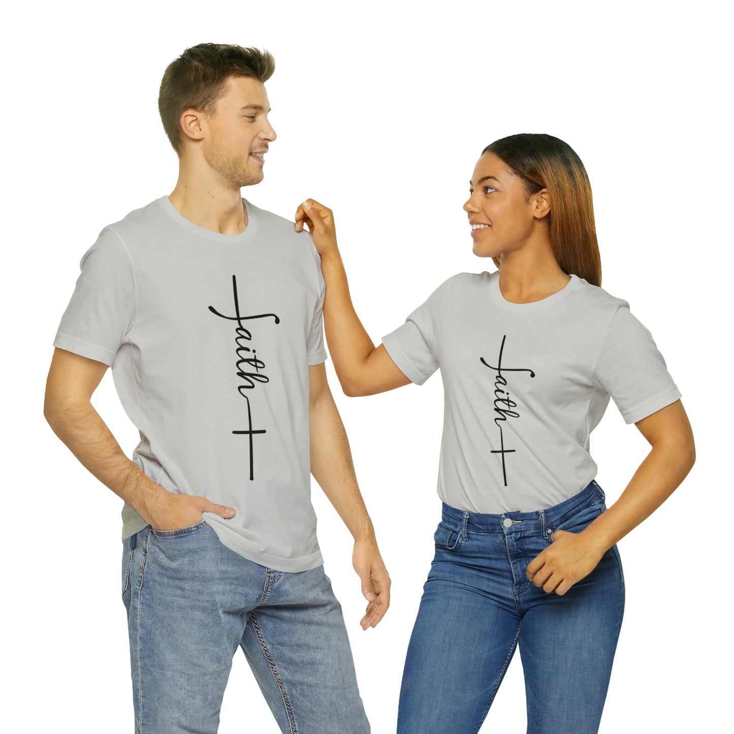 Cursive Faith with Cross Tee - Black Font