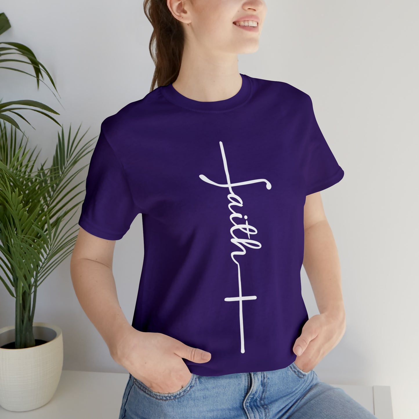 Cursive Faith with Cross Tee - White Font