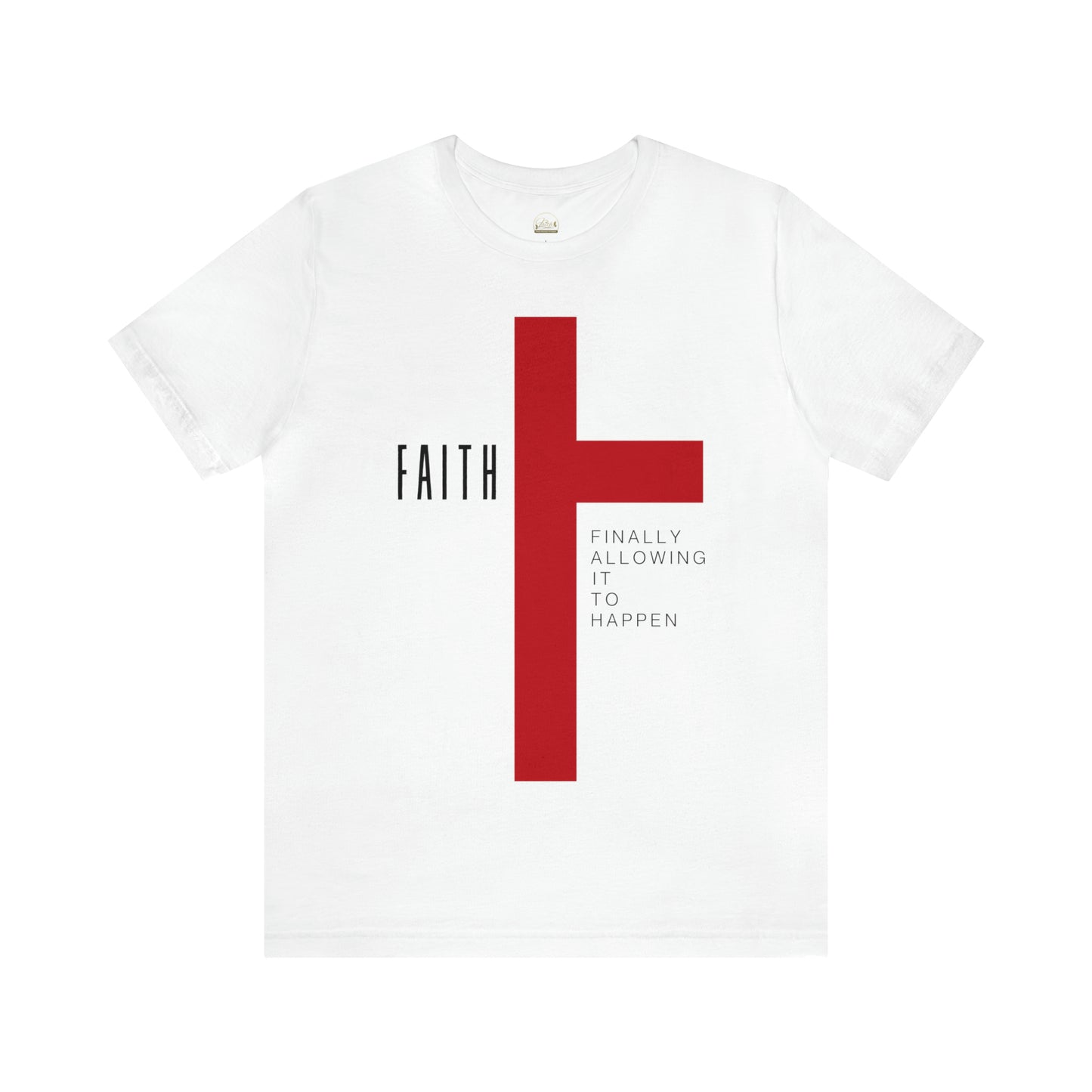 Finally Allowing It to Happen Cross Short Sleeve Tee - Black Text/Red Cross