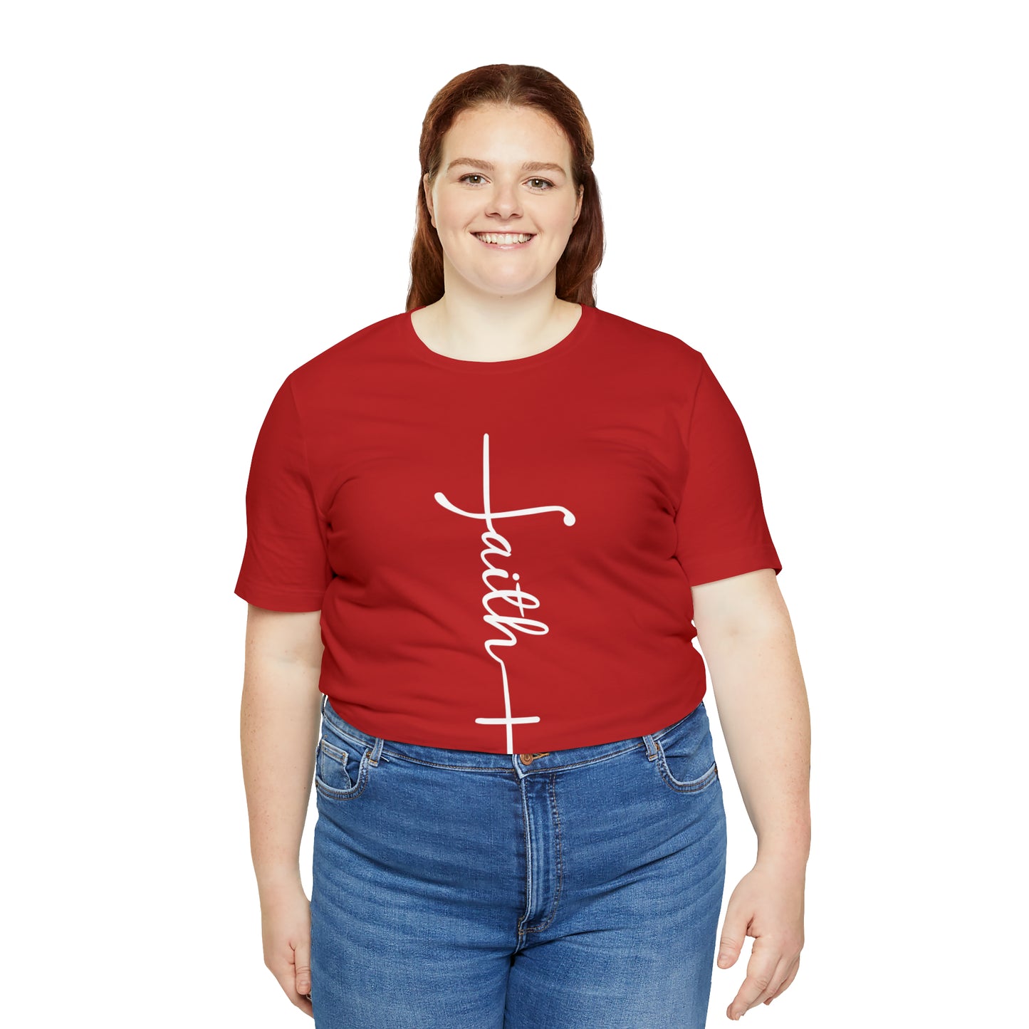 Cursive Faith with Cross Tee - White Font