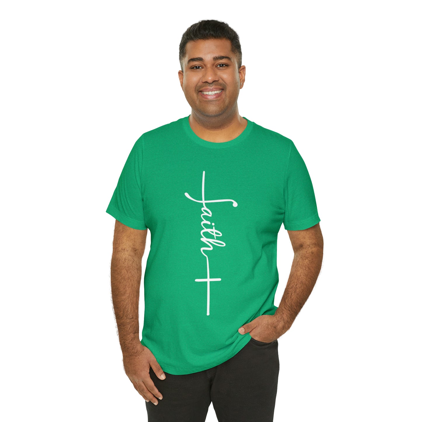 Cursive Faith with Cross Tee - White Font