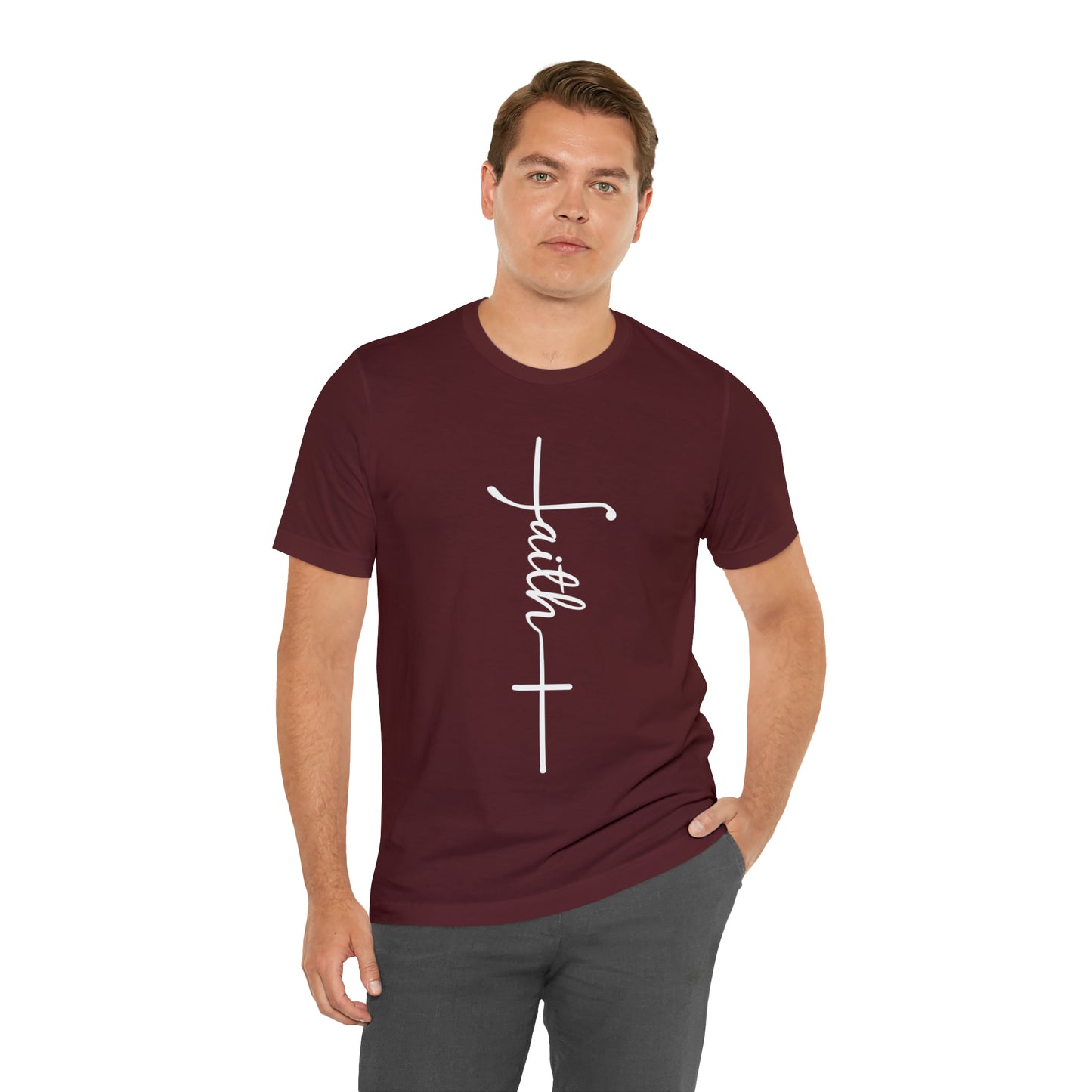 Cursive Faith with Cross Tee - White Font