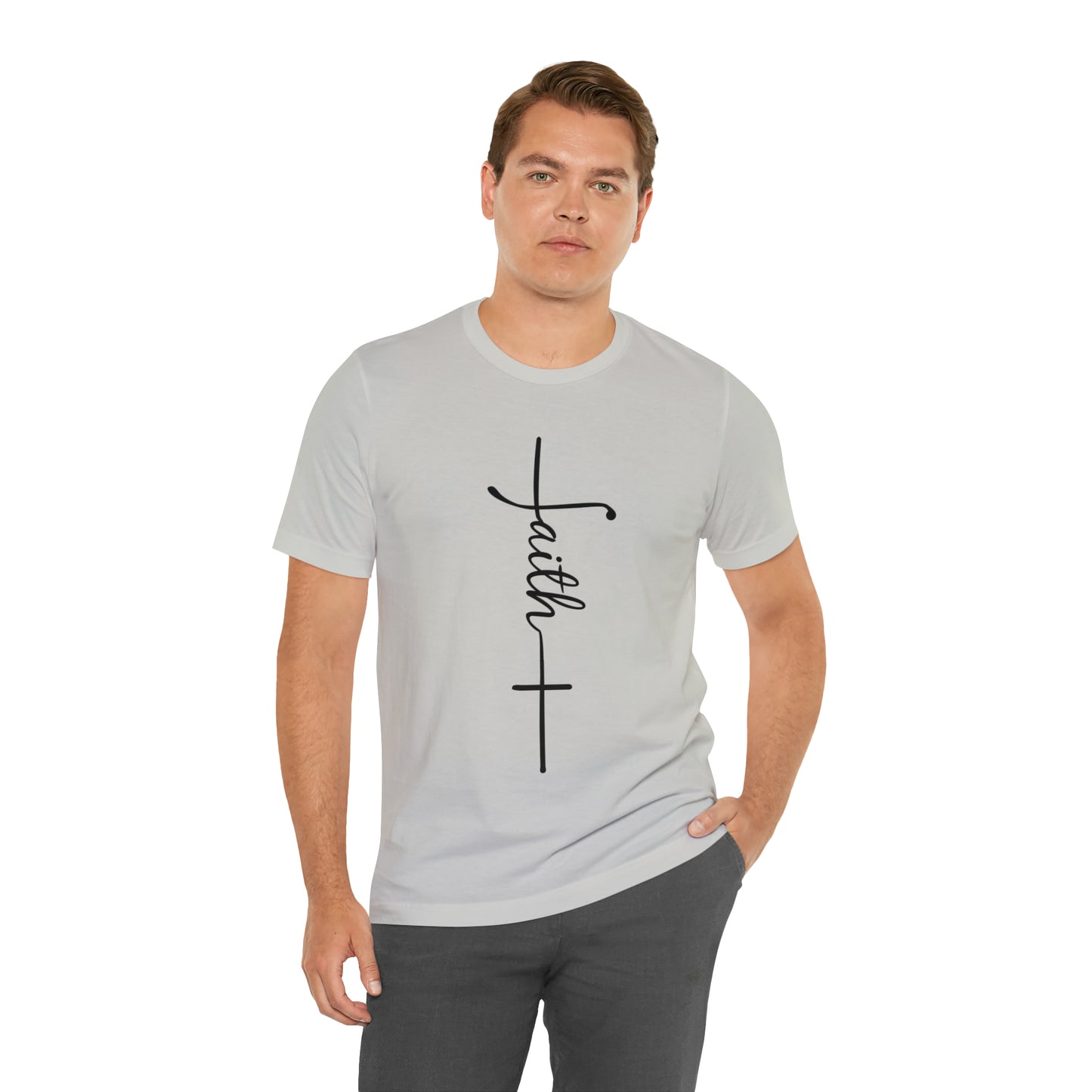 Cursive Faith with Cross Tee - Black Font