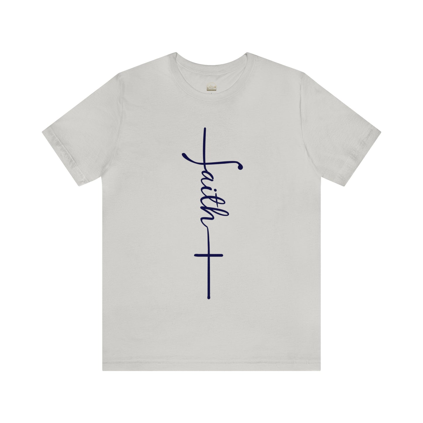 Cursive Faith with Cross Tee - Navy Font