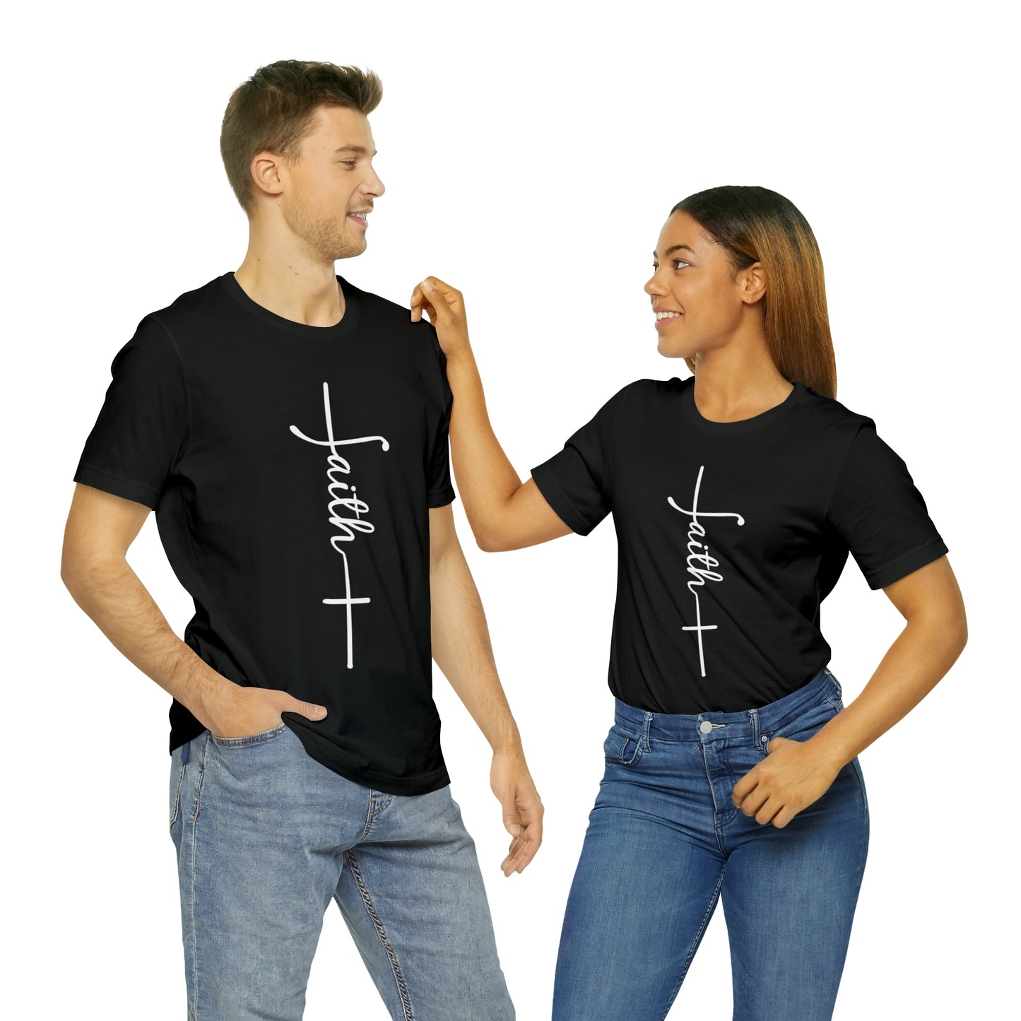 Cursive Faith with Cross Tee - White Font